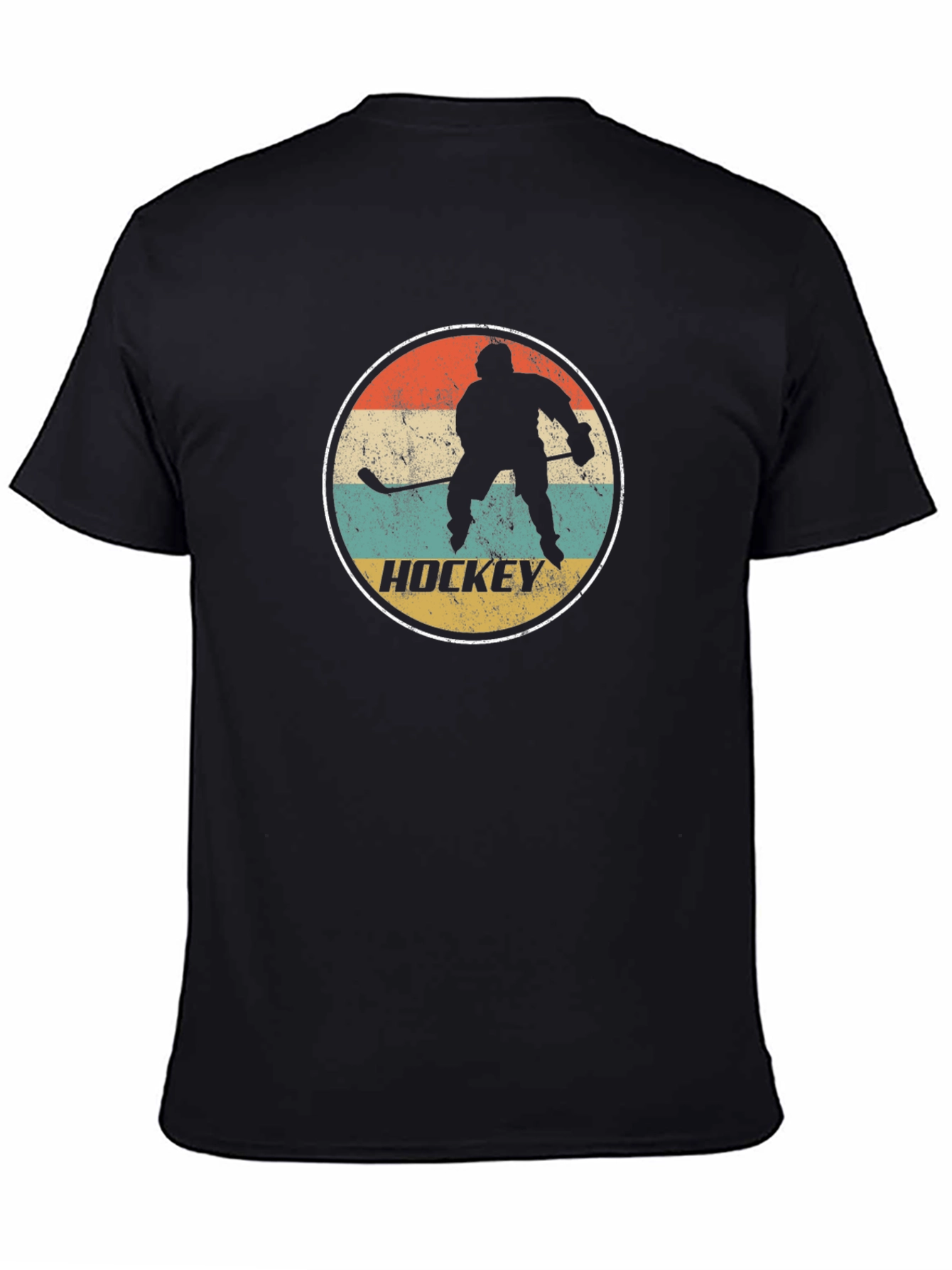 Black Retro Hockey Player Graphic T-Shirt - Black view 4