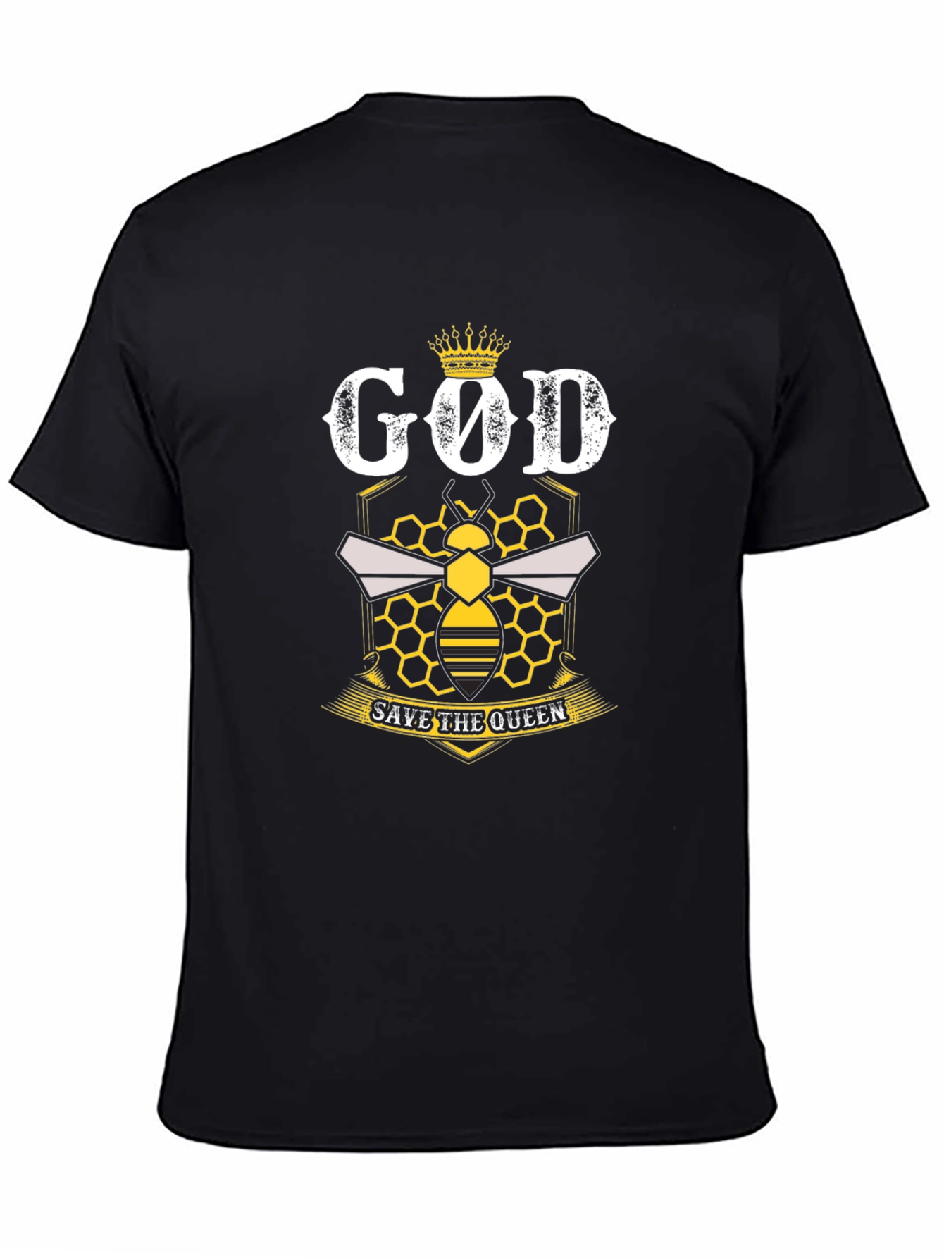 Black God Save the Queen Bee T-Shirt - Black view 4