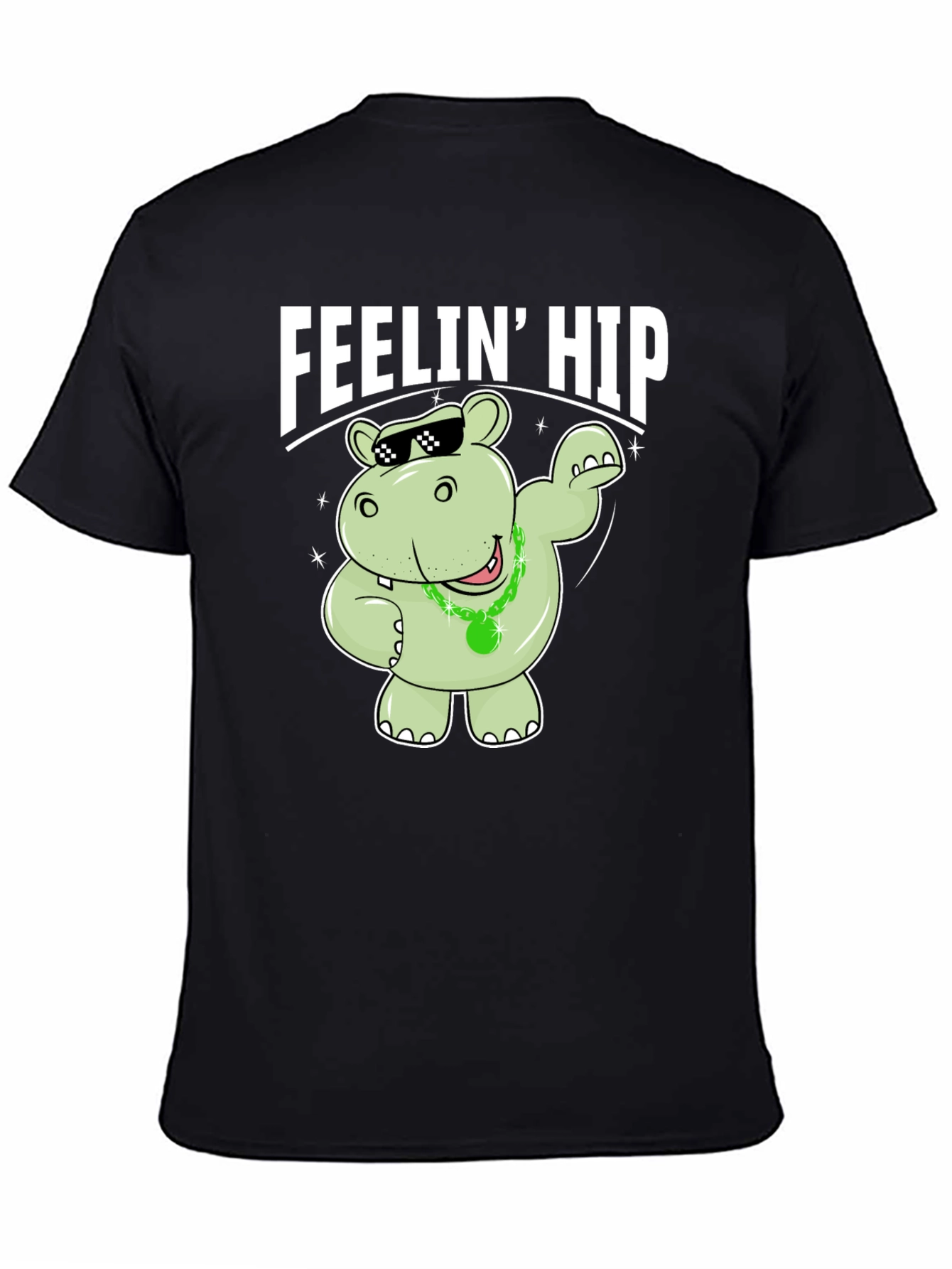 Black Feelin' Hip Hippo T-Shirt - Black view 4