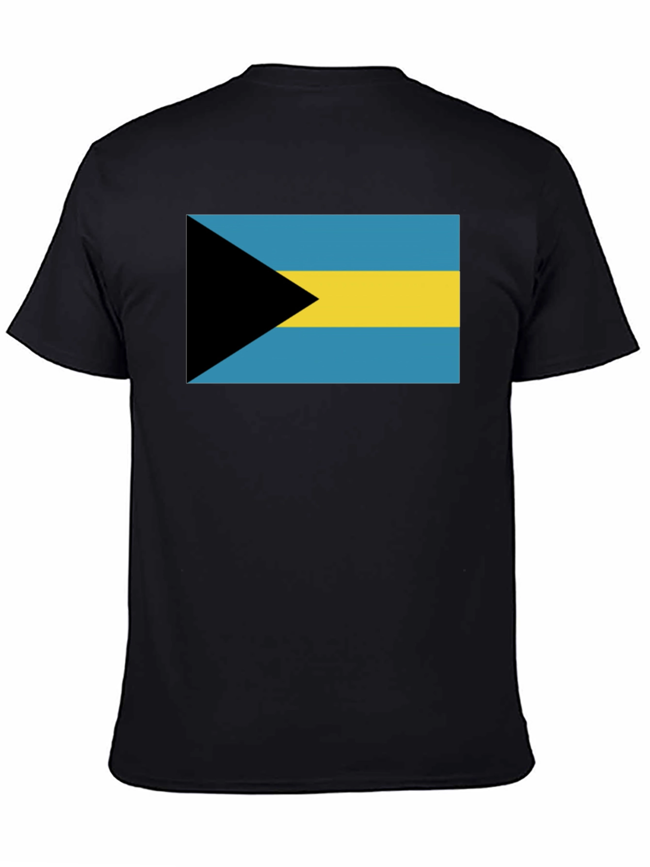 Black Bahamas Flag Graphic Tee - Black Cotton T-Shirt view 4