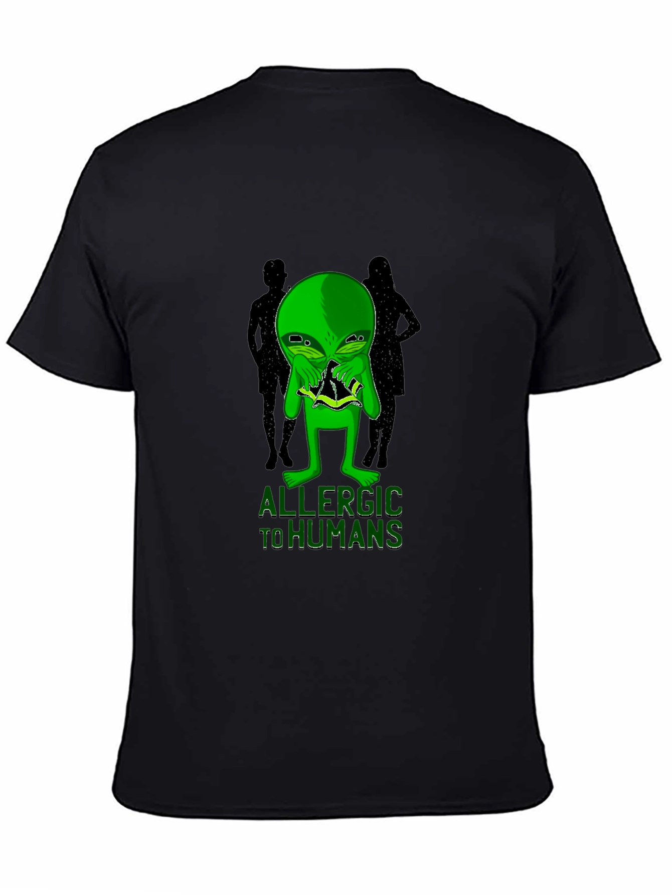 Black Allergic to Humans Alien Graphic T-Shirt view 4