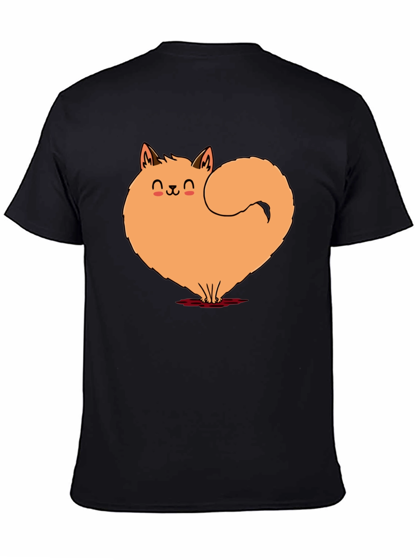 Black Cute Cat Heart Graphic Tee - Soft Black Cotton Shirt view 4