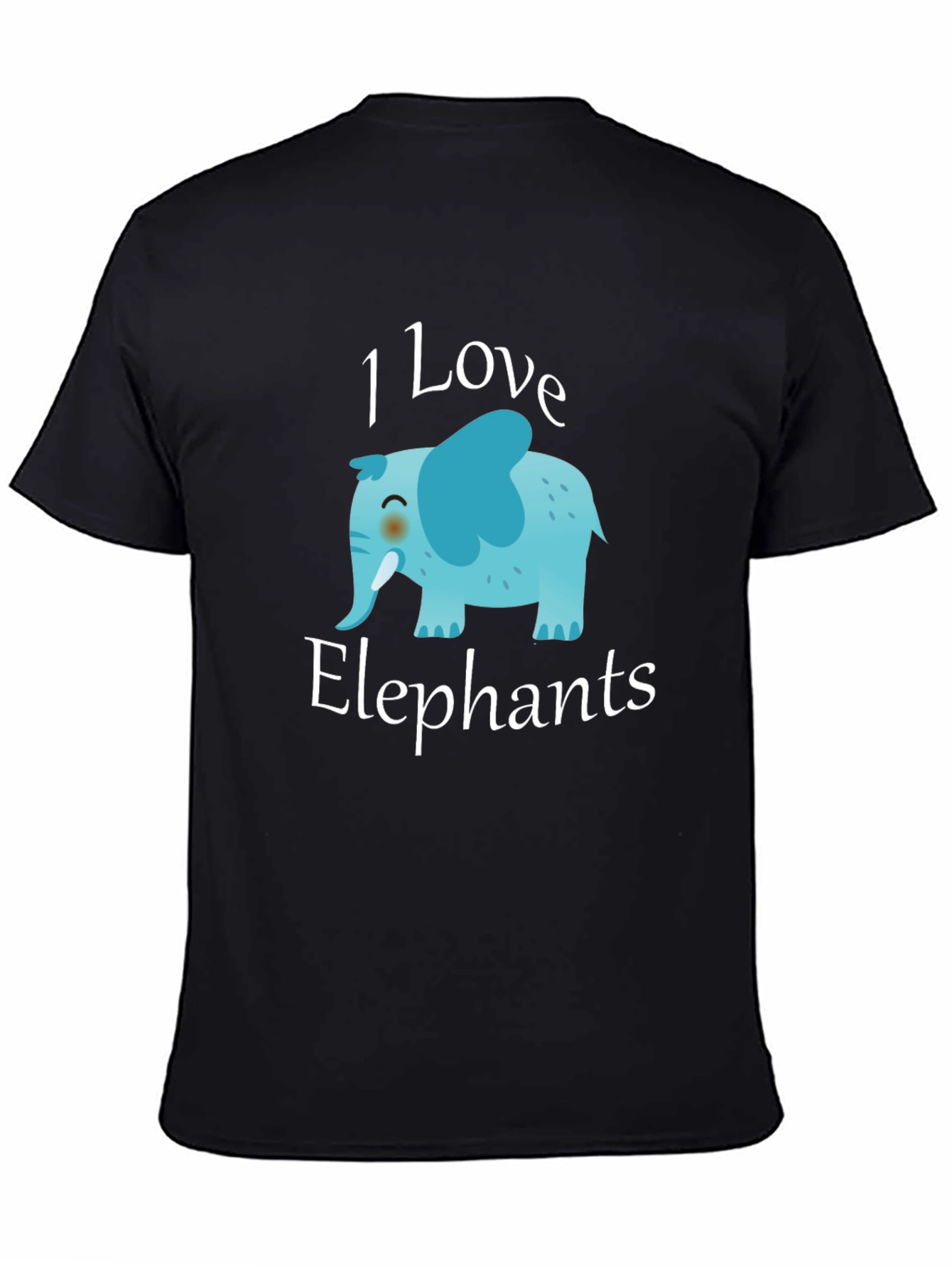 Black I Love Elephants Graphic T-Shirt view 4