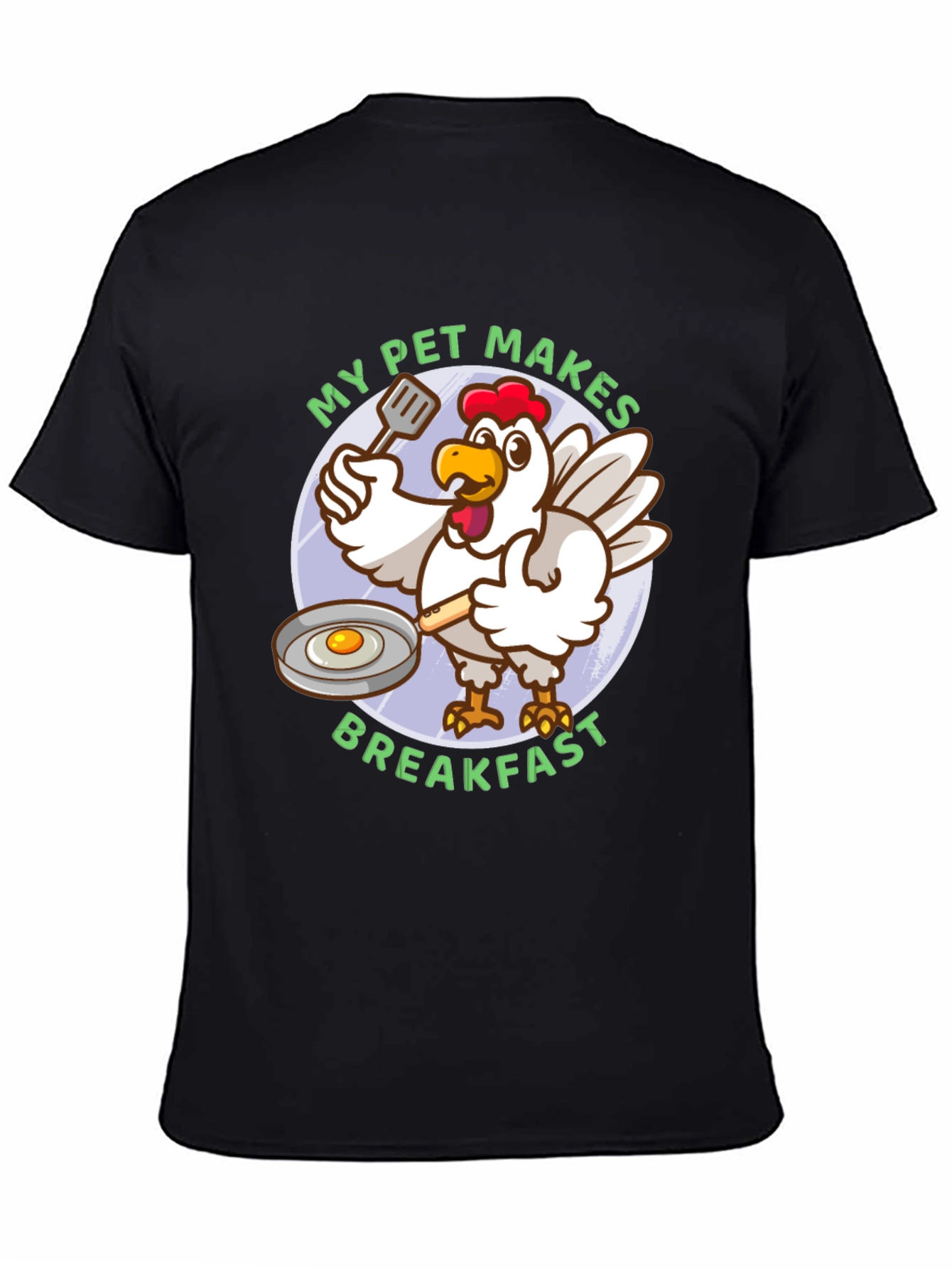 Black My Pet Makes Breakfast T-Shirt view 4