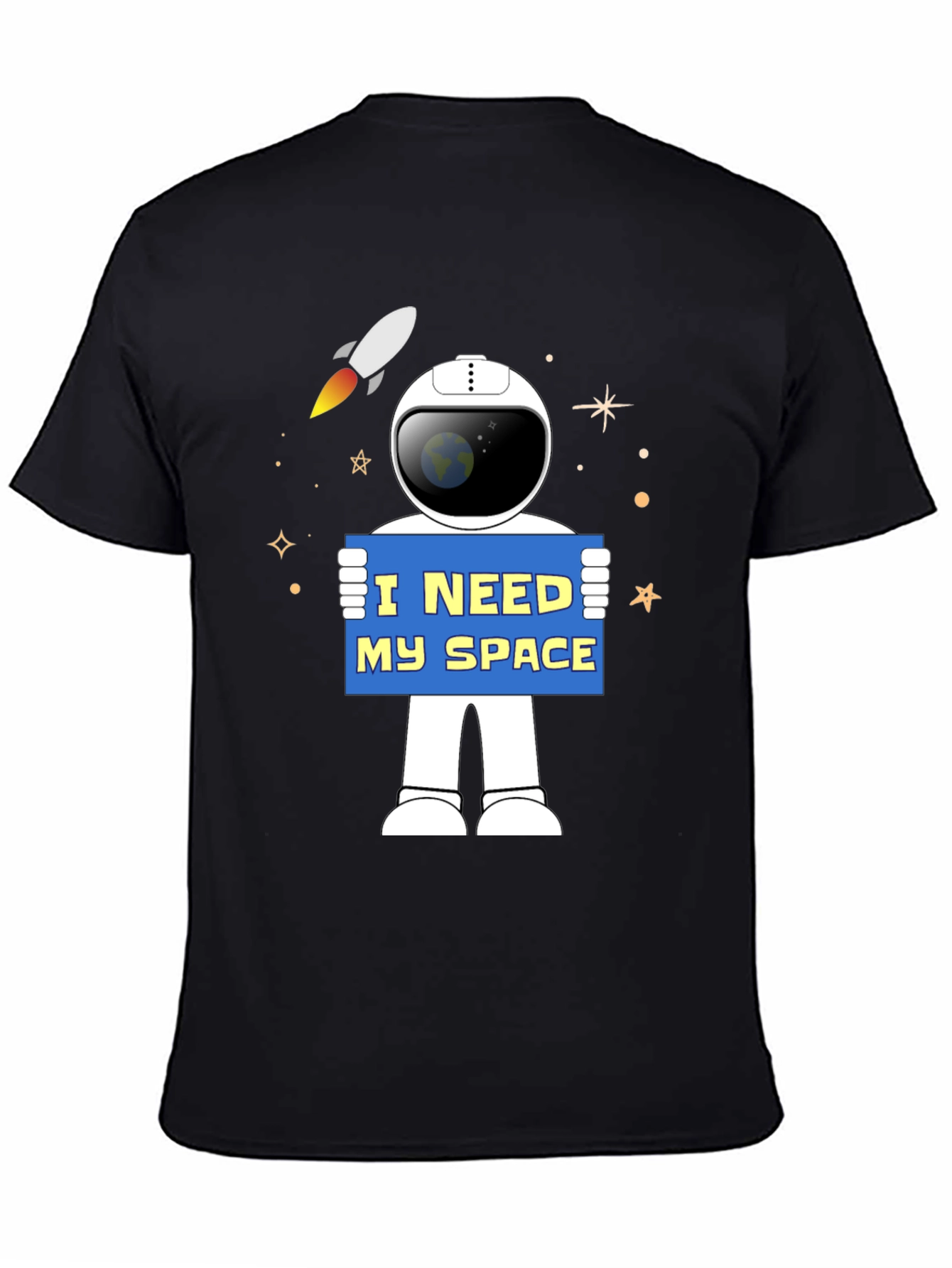 Black I Need My Space Astronaut Graphic T-Shirt view 4