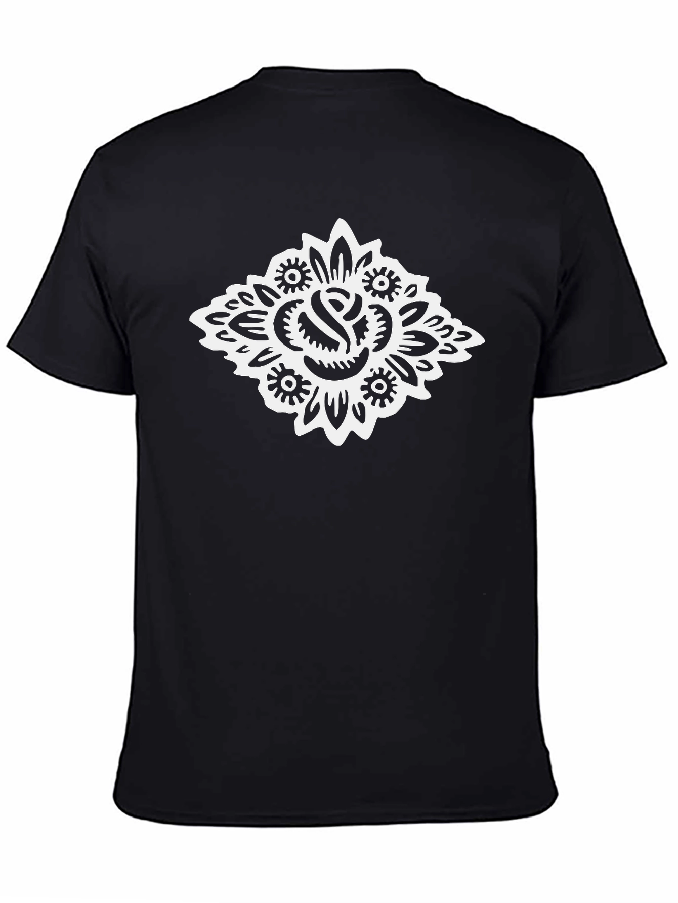 Black Black T-Shirt with Bold Rose Graphic view 4