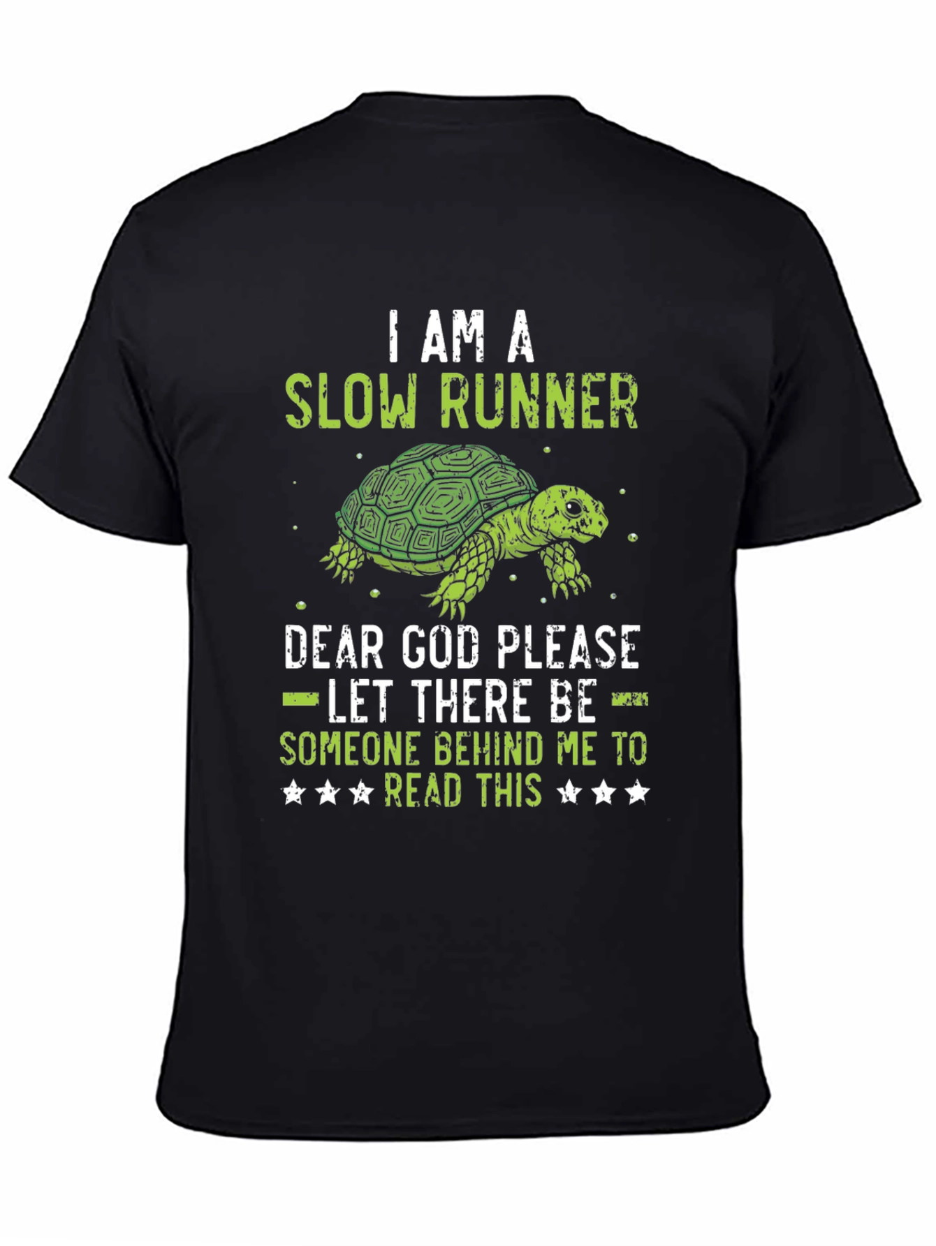 Black I am a Slow Runner Funny Turtle Graphic T-Shirt view 4
