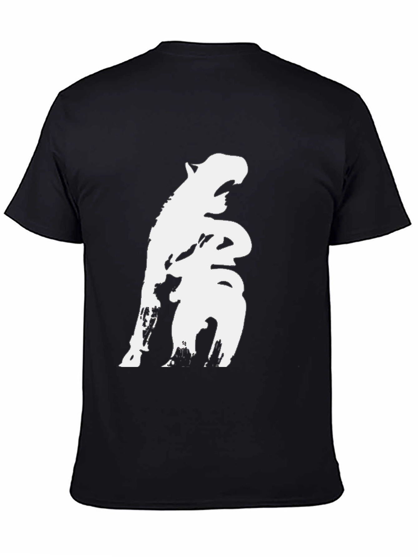 Black Black T-Shirt with White Hippo Design view 4