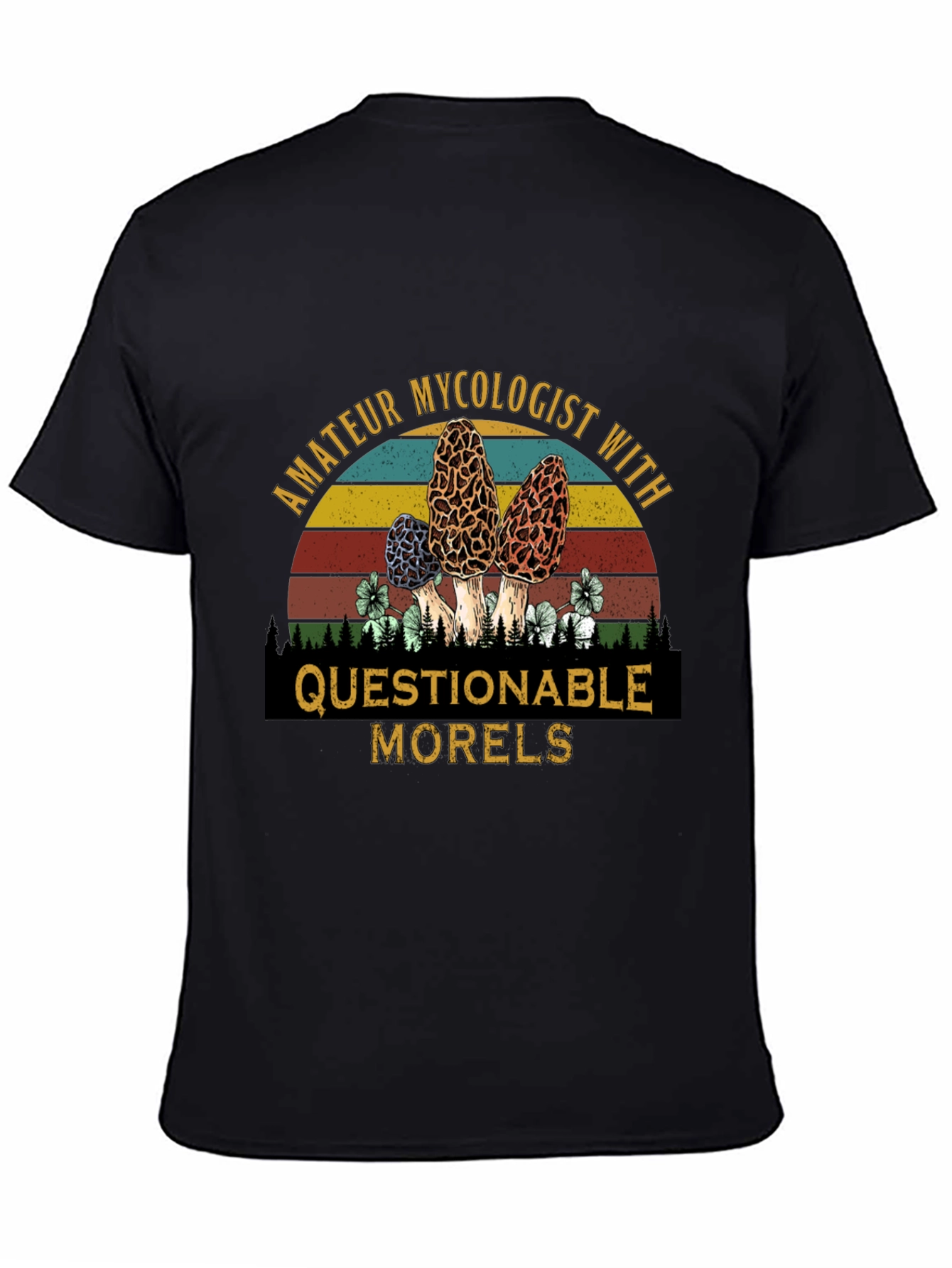 Black Amateur Mycologist Morels Graphic T-Shirt view 4