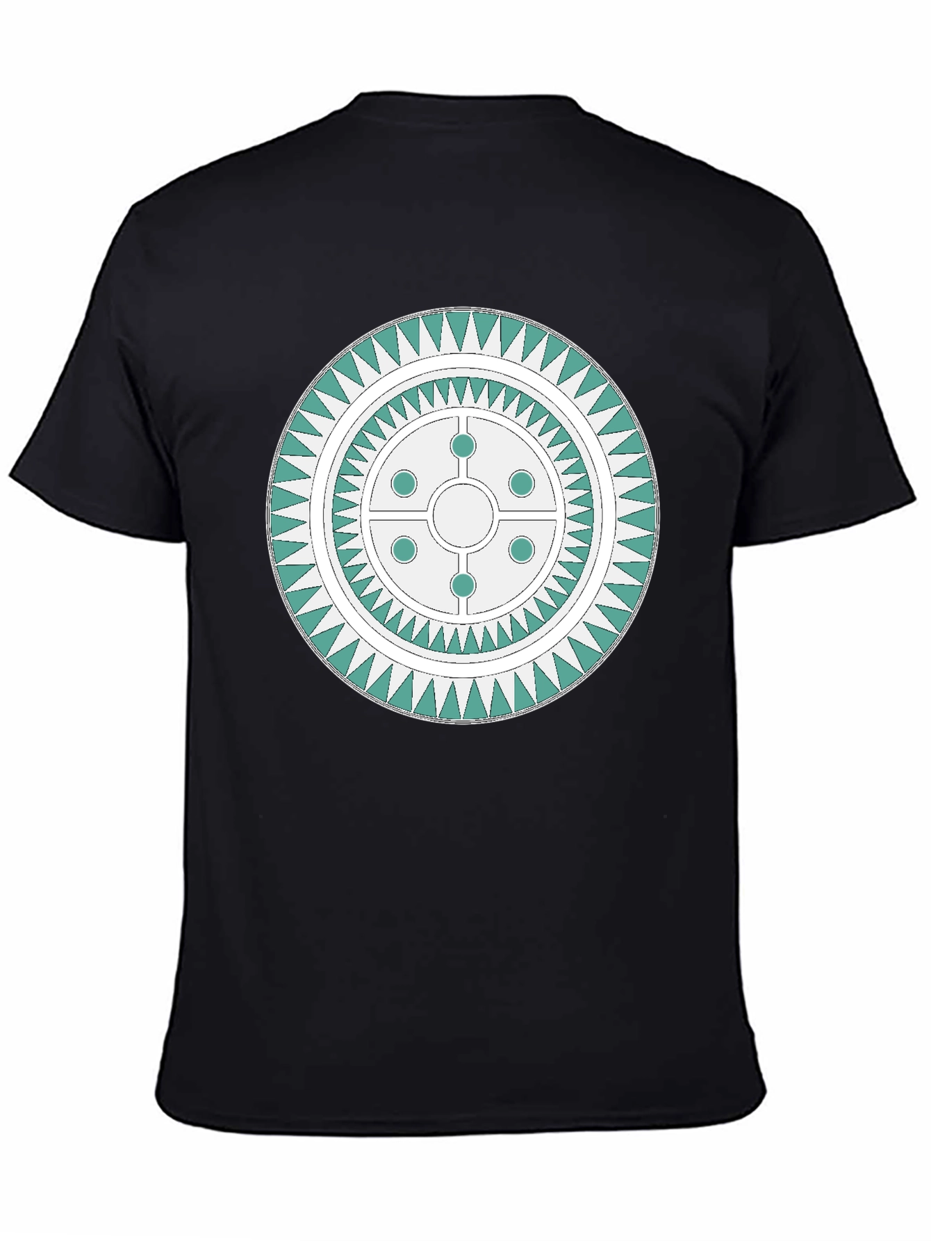 Black Geometric Circle Design Tee view 4