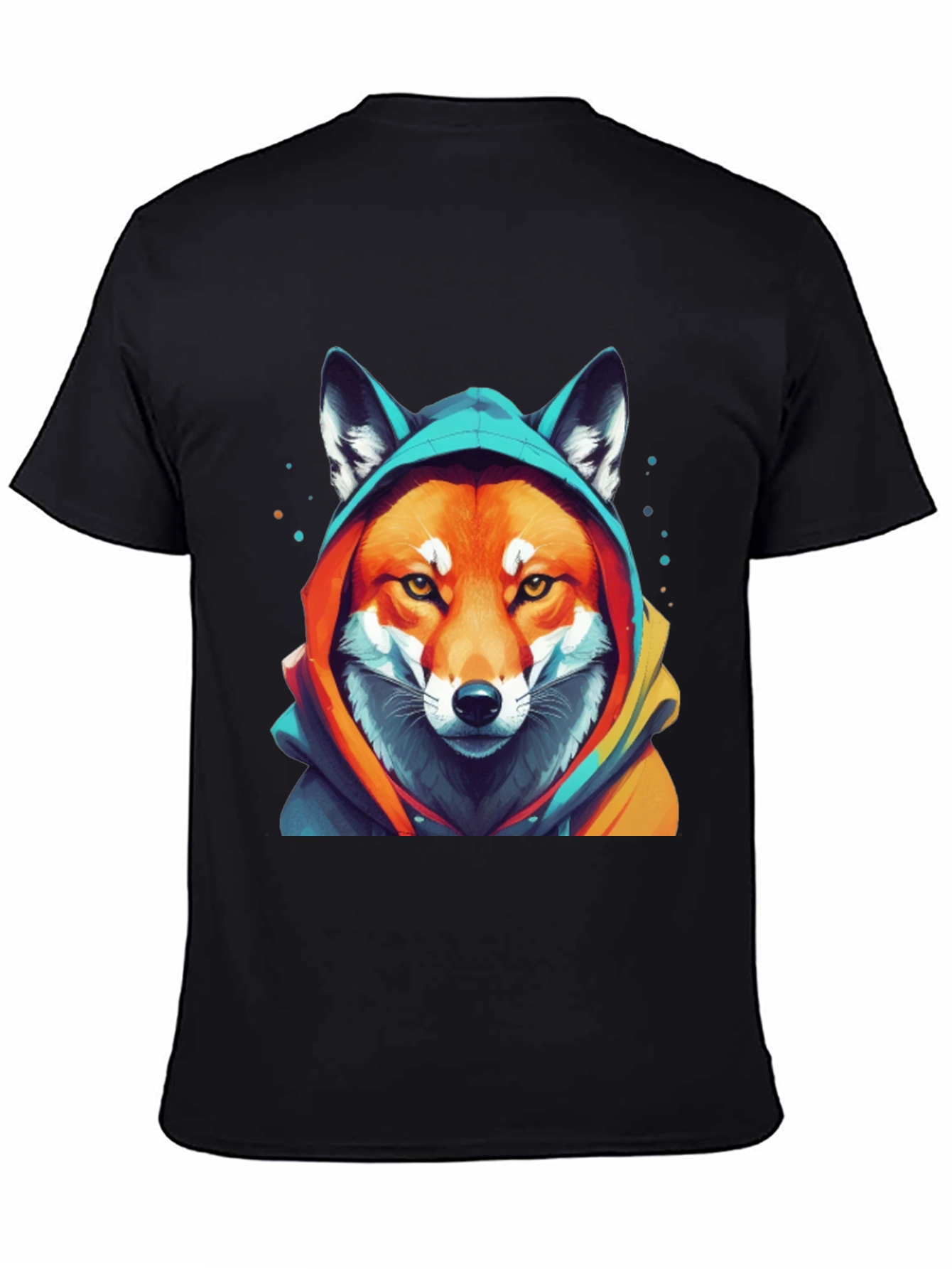 Black Fox in Hoodie Graphic T-Shirt view 4