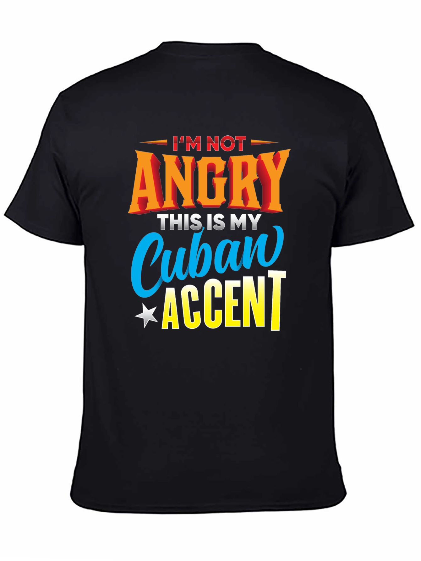 Black Cuban Accent T-Shirt - Humorous Graphic Tee view 4