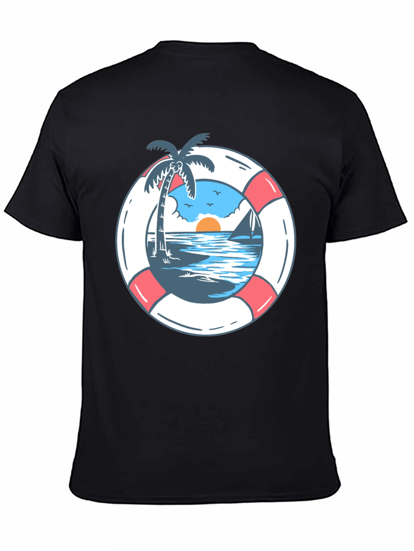 Tropical Beach Life Preserver Graphic Tee - 4