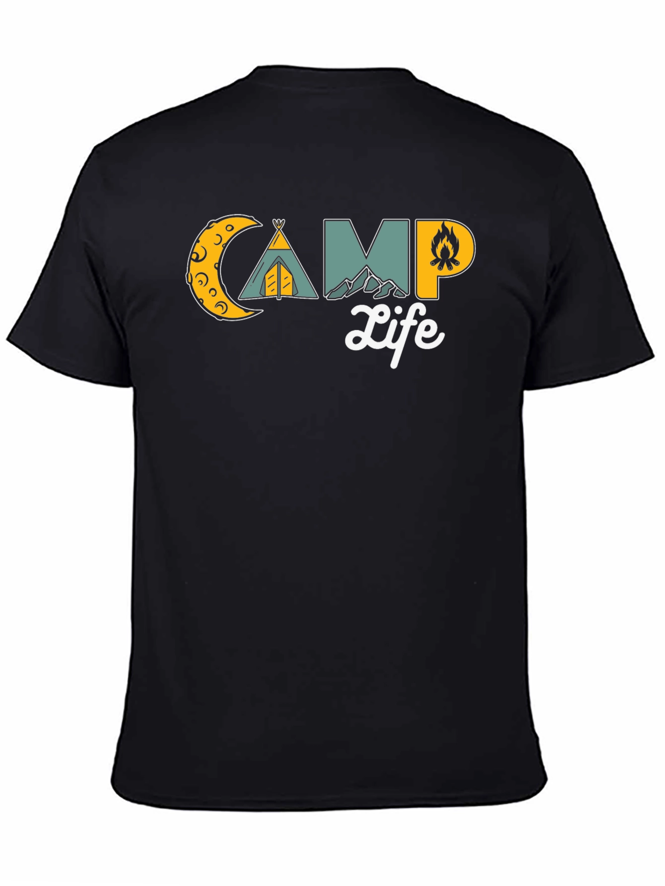 Black Camp Life Graphic T-Shirt - Black Casual Tee view 4
