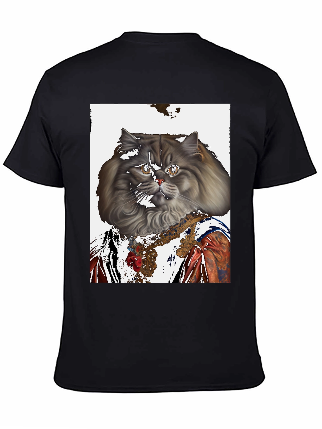 Black Renaissance Cat Graphic T-Shirt view 4