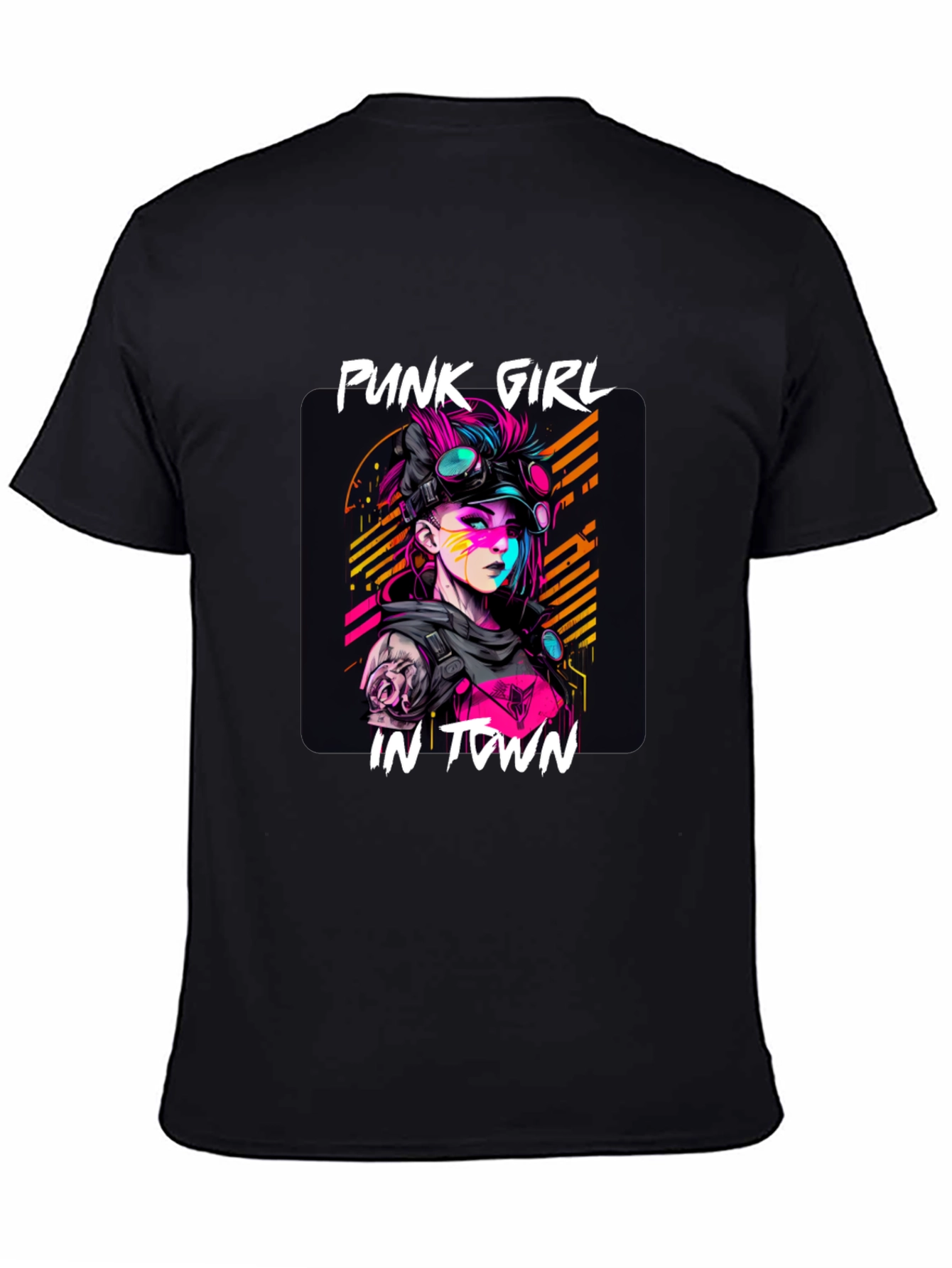 Black Punk Girl in Town Graphic Tee - Stylish Unisex T-Shirt view 4
