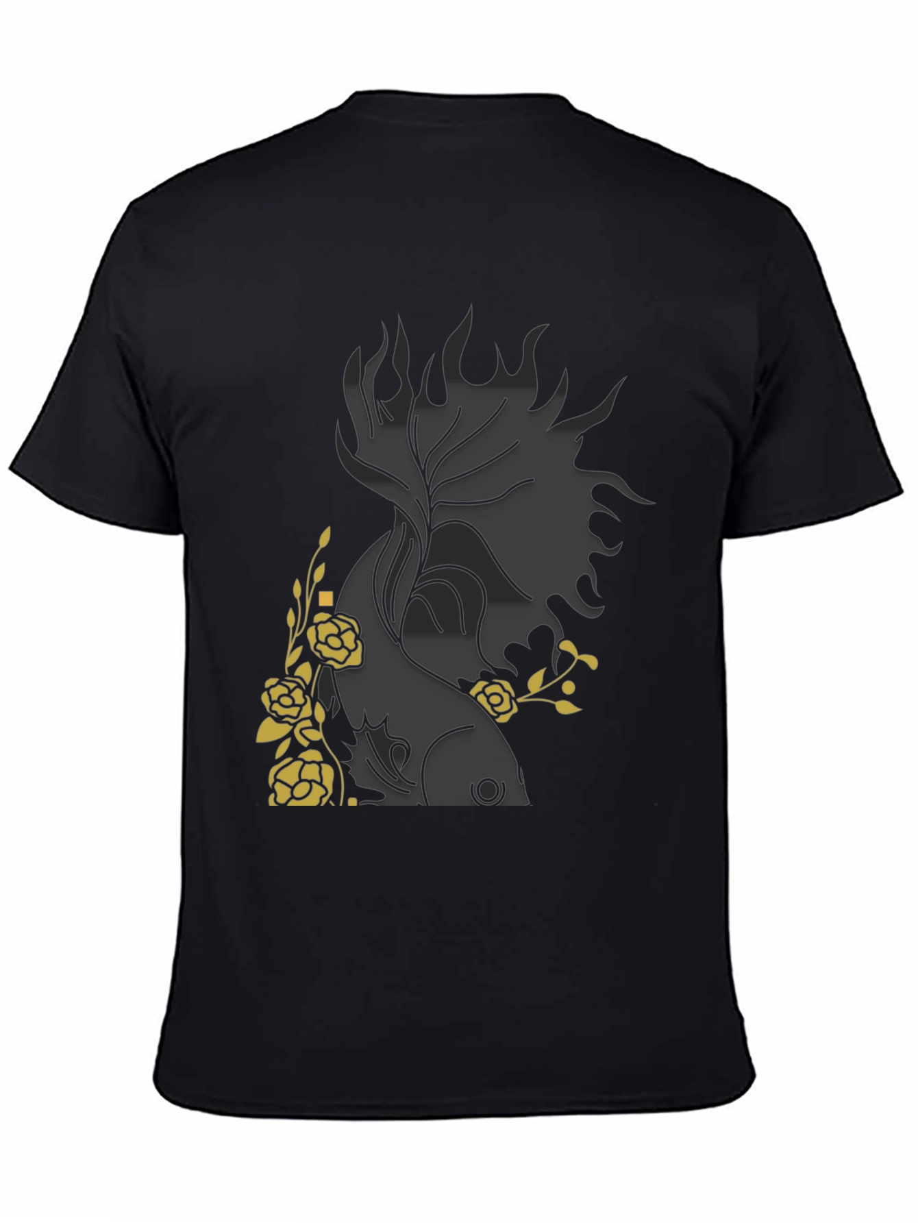 Black Floral Fish Graphic Black T-Shirt view 4