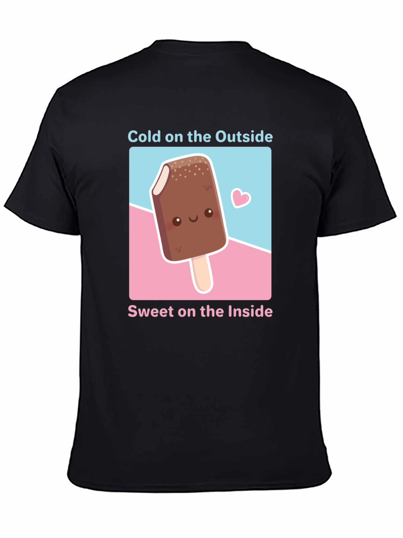 Black Cute Ice Cream T-Shirt - Cold Outside, Sweet Inside view 4