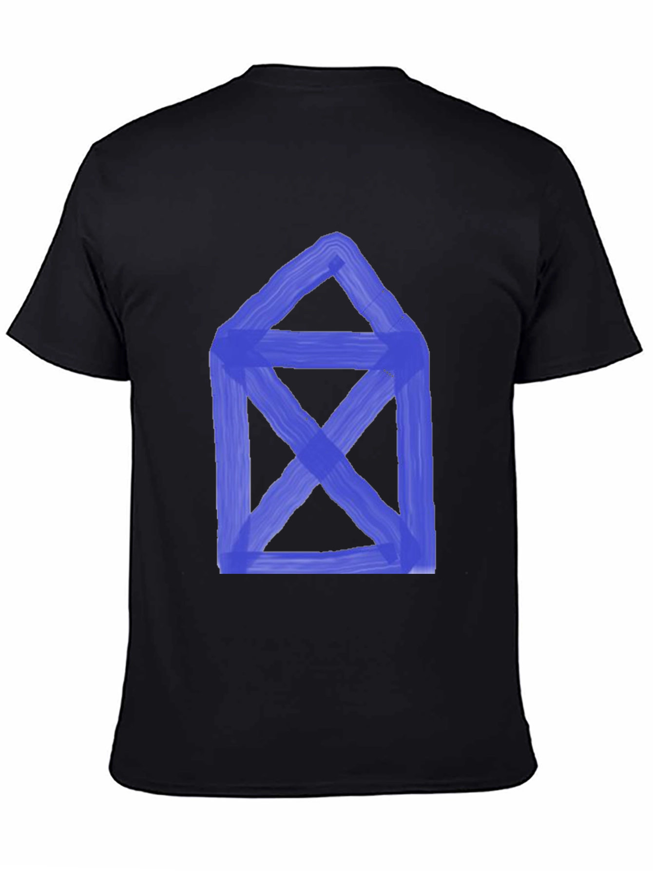 Black Abstract Blue Graphic Print Black T-Shirt view 4