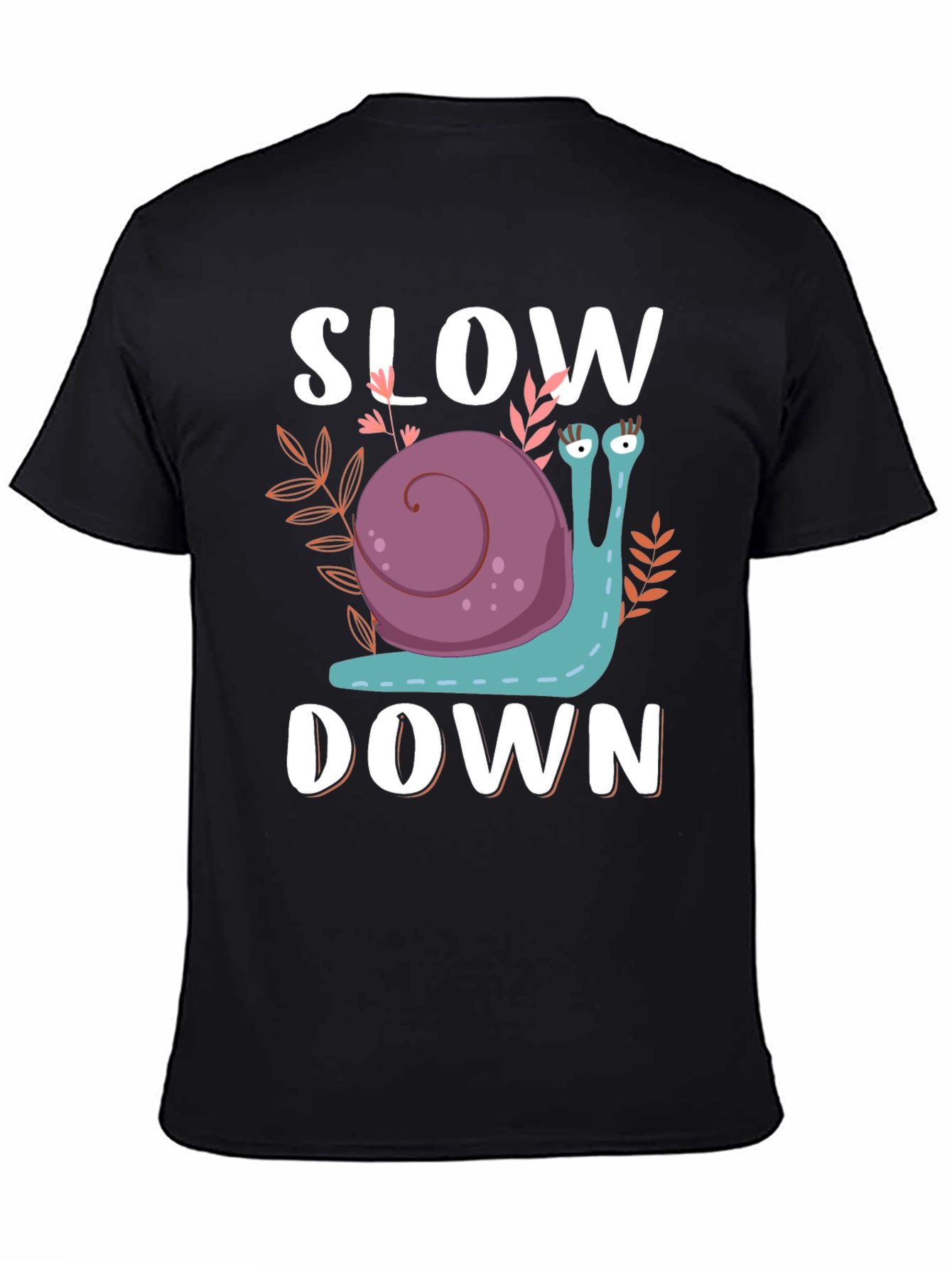 Black Slow Down Snail Graphic T-Shirt view 4