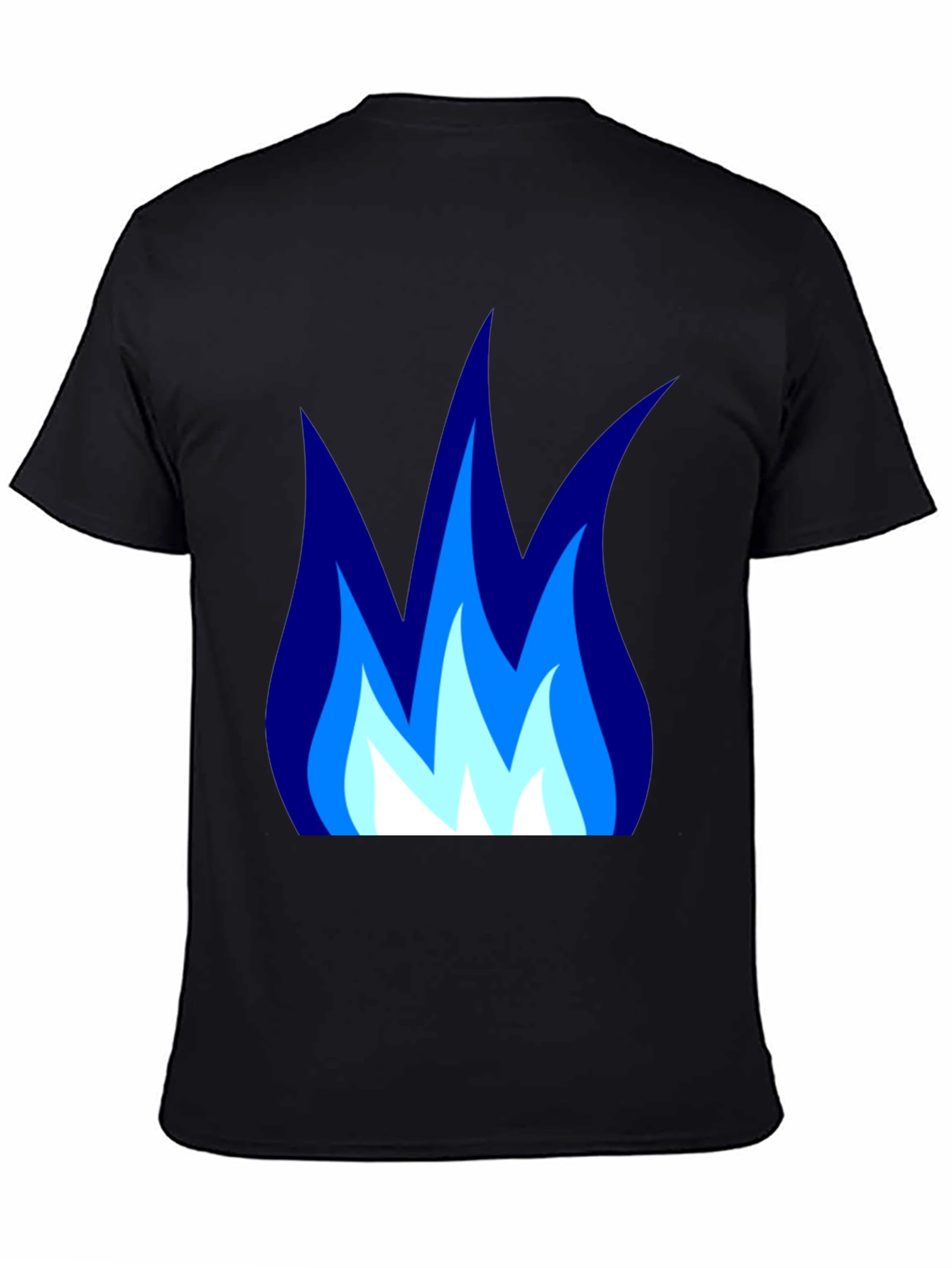 Black Blue Flame Graphic Black T-Shirt - Cool Casual Tee view 4