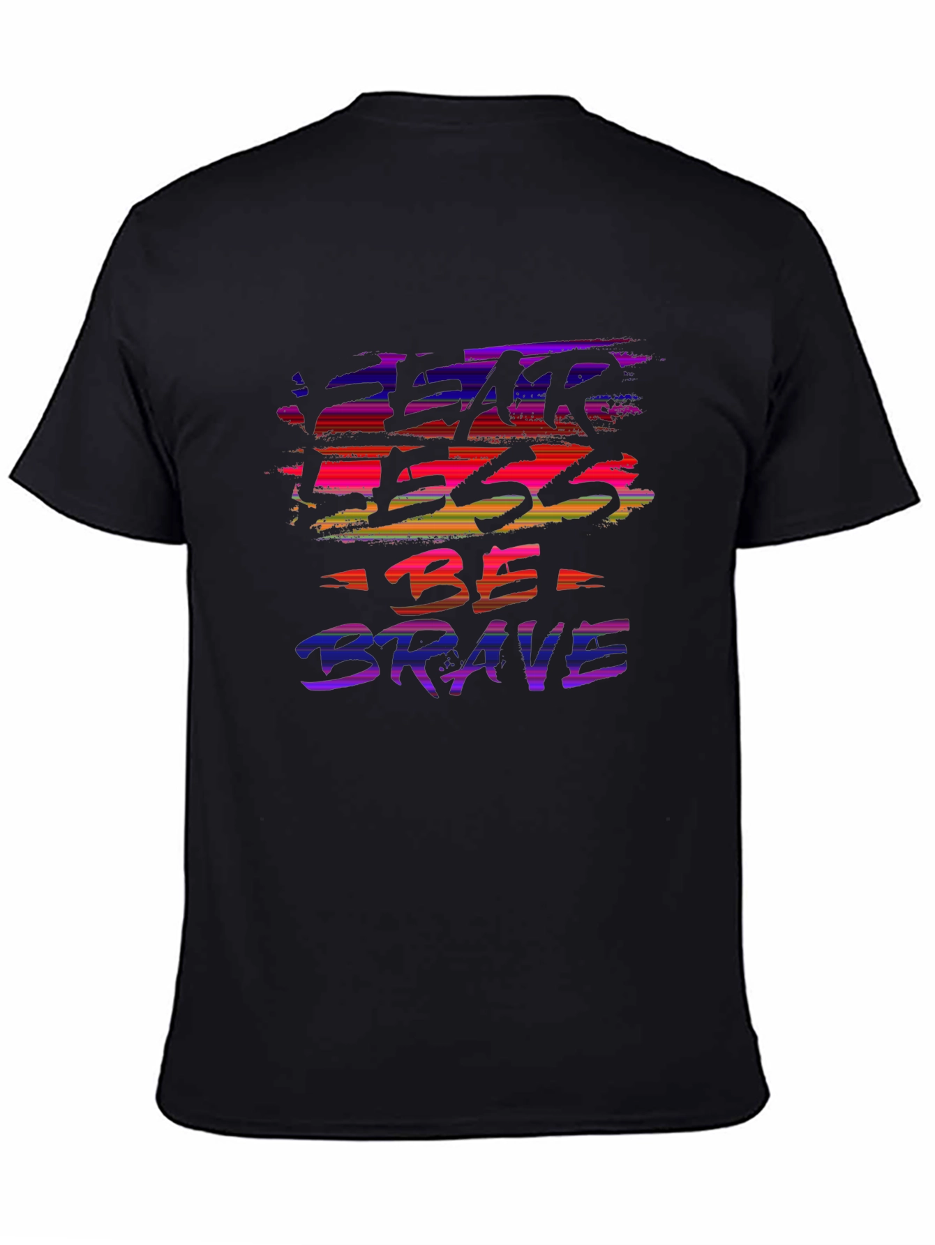 Black Fear Less Be Brave Black Graphic Tee view 4