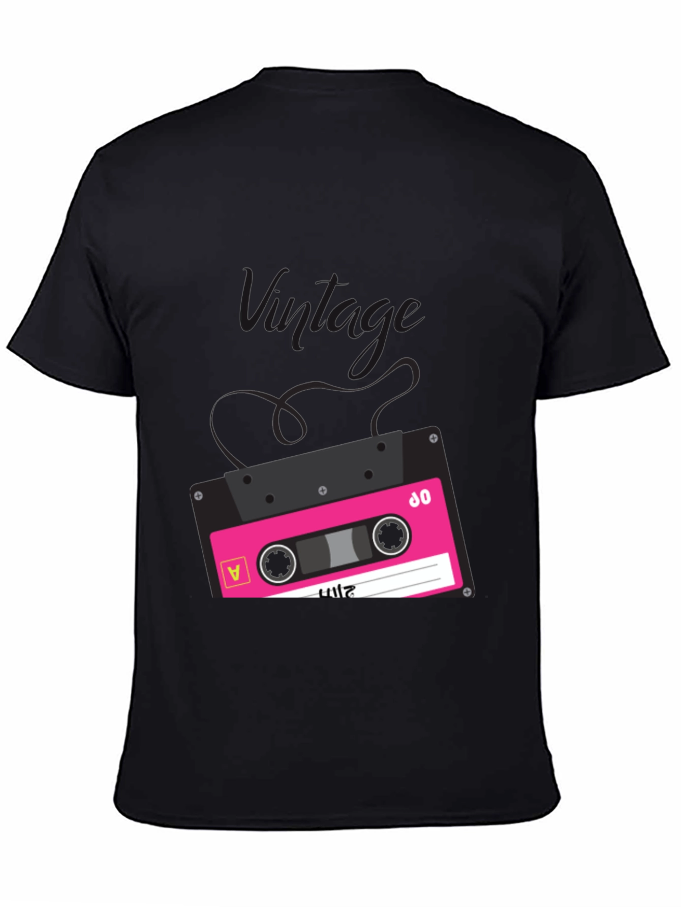Retro Cassette Tape Graphic T-Shirt - Black - 4