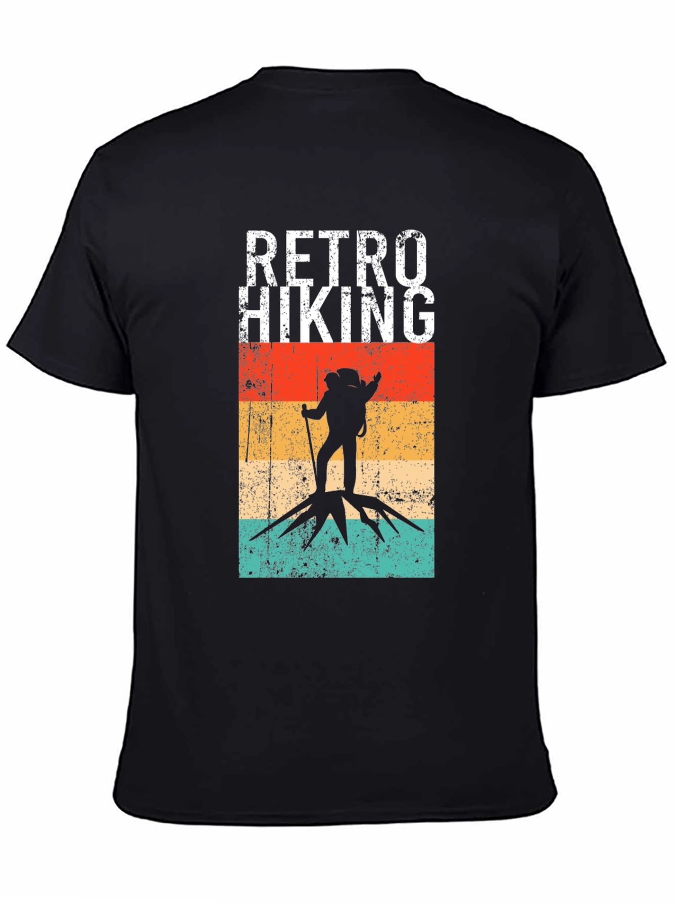 Black Retro Hiking T-Shirt - Vintage Outdoors Adventure Tee view 4