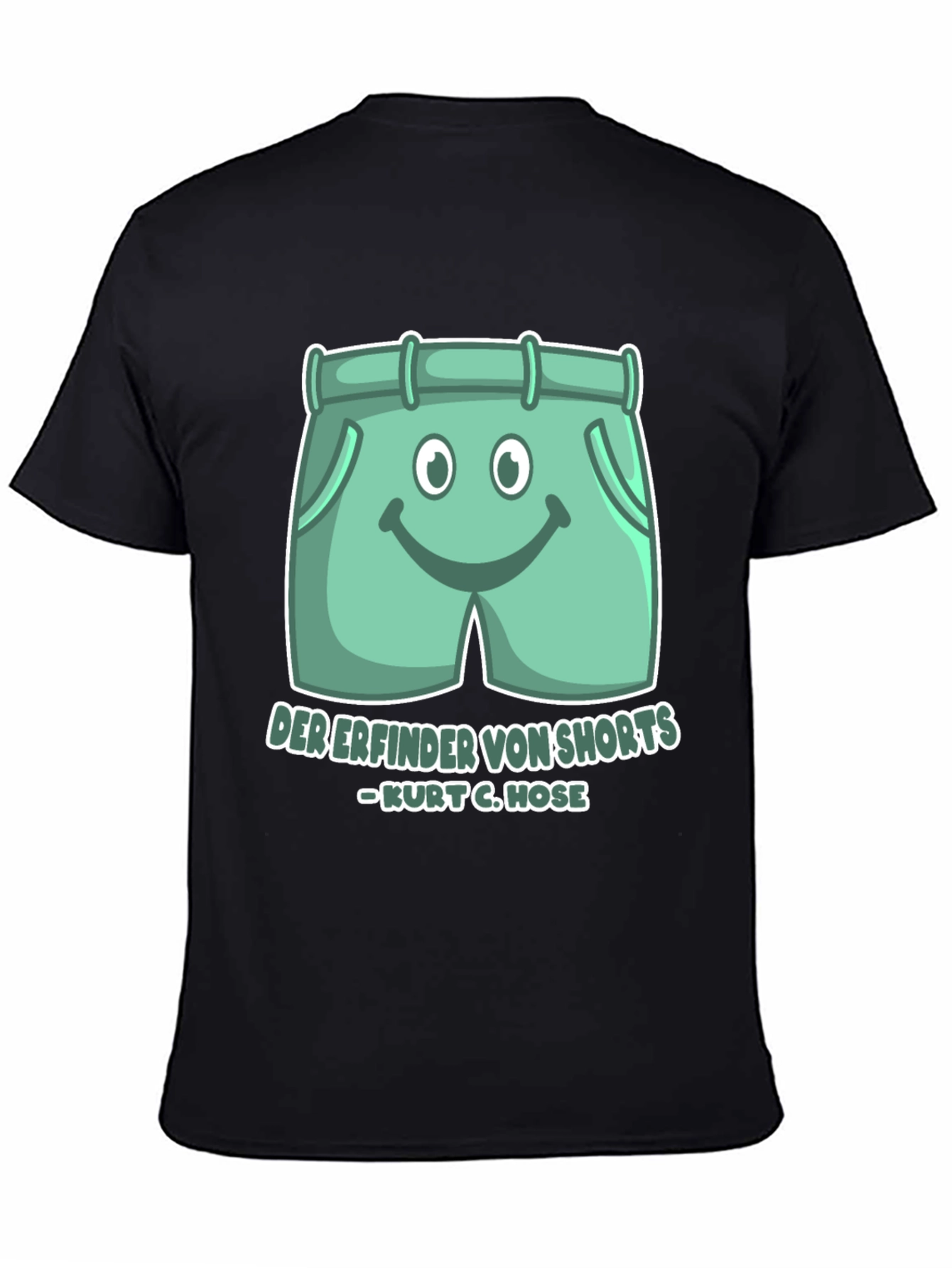 Black Funny Shorts T-Shirt - "Inventor of Shorts" view 4