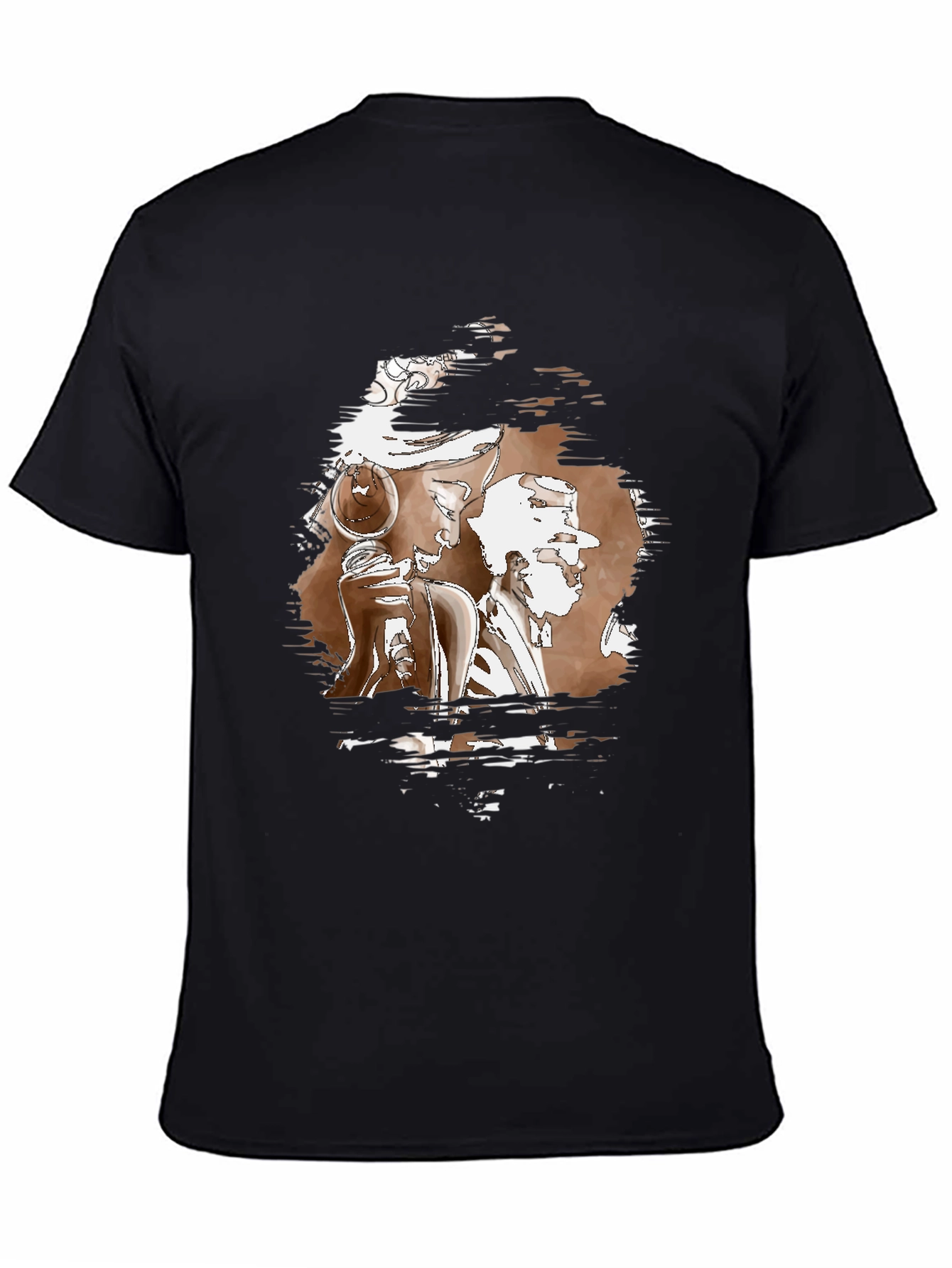 Black Abstract Graphic Print Black Crew Neck T-Shirt view 4