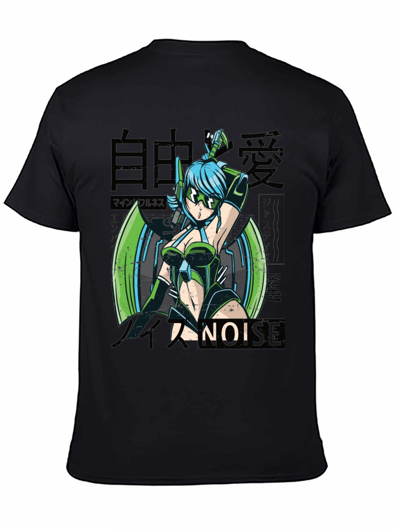 Black Anime Girl Graphic Tee - Cyberpunk Style view 4