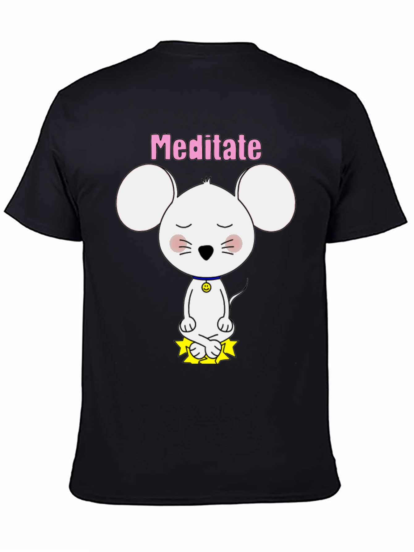 Black Meditate Mouse T-Shirt - Cute Yoga Cartoon Tee view 4