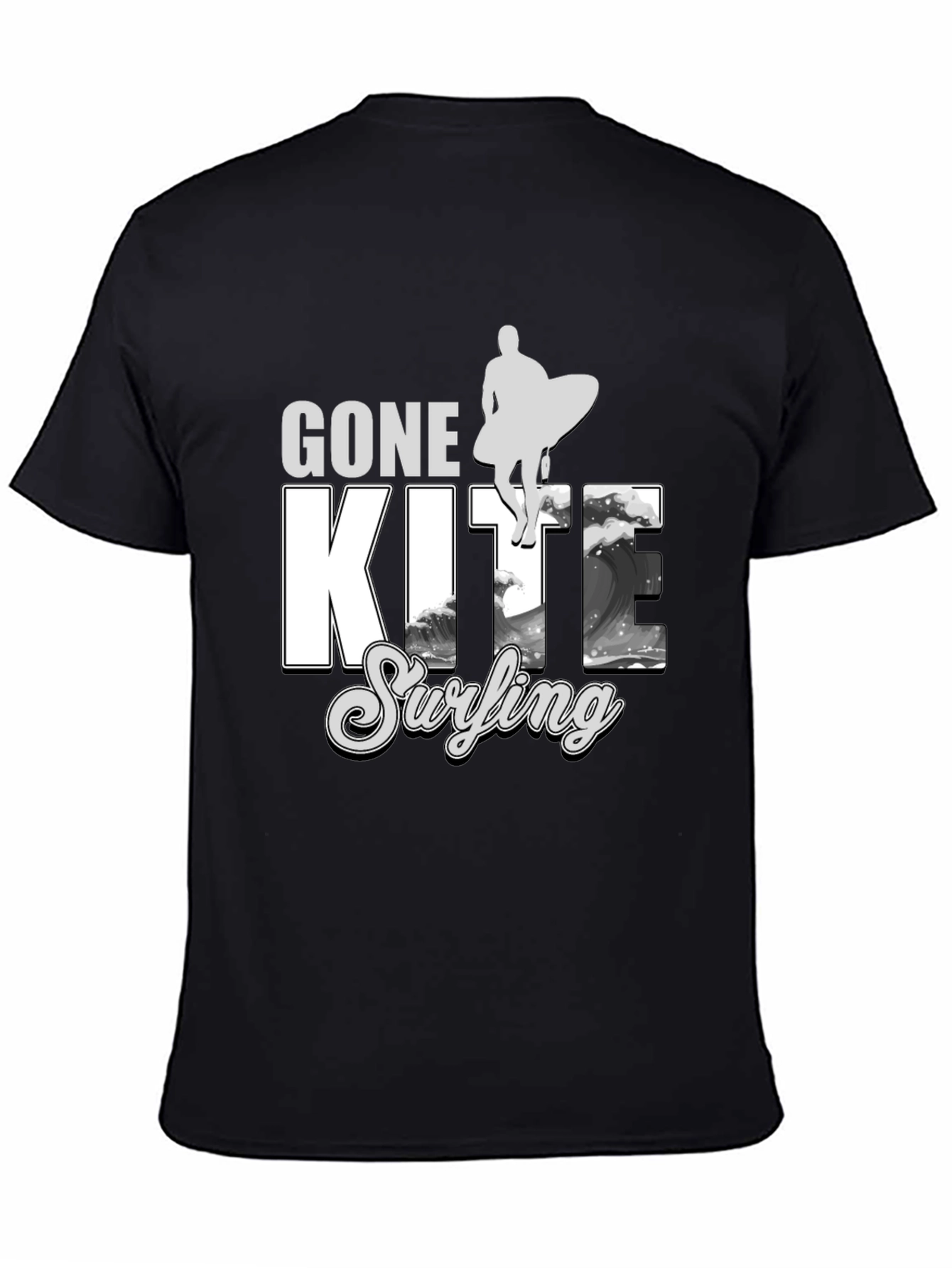 Black Gone Kite Surfing Black Graphic Tee view 4