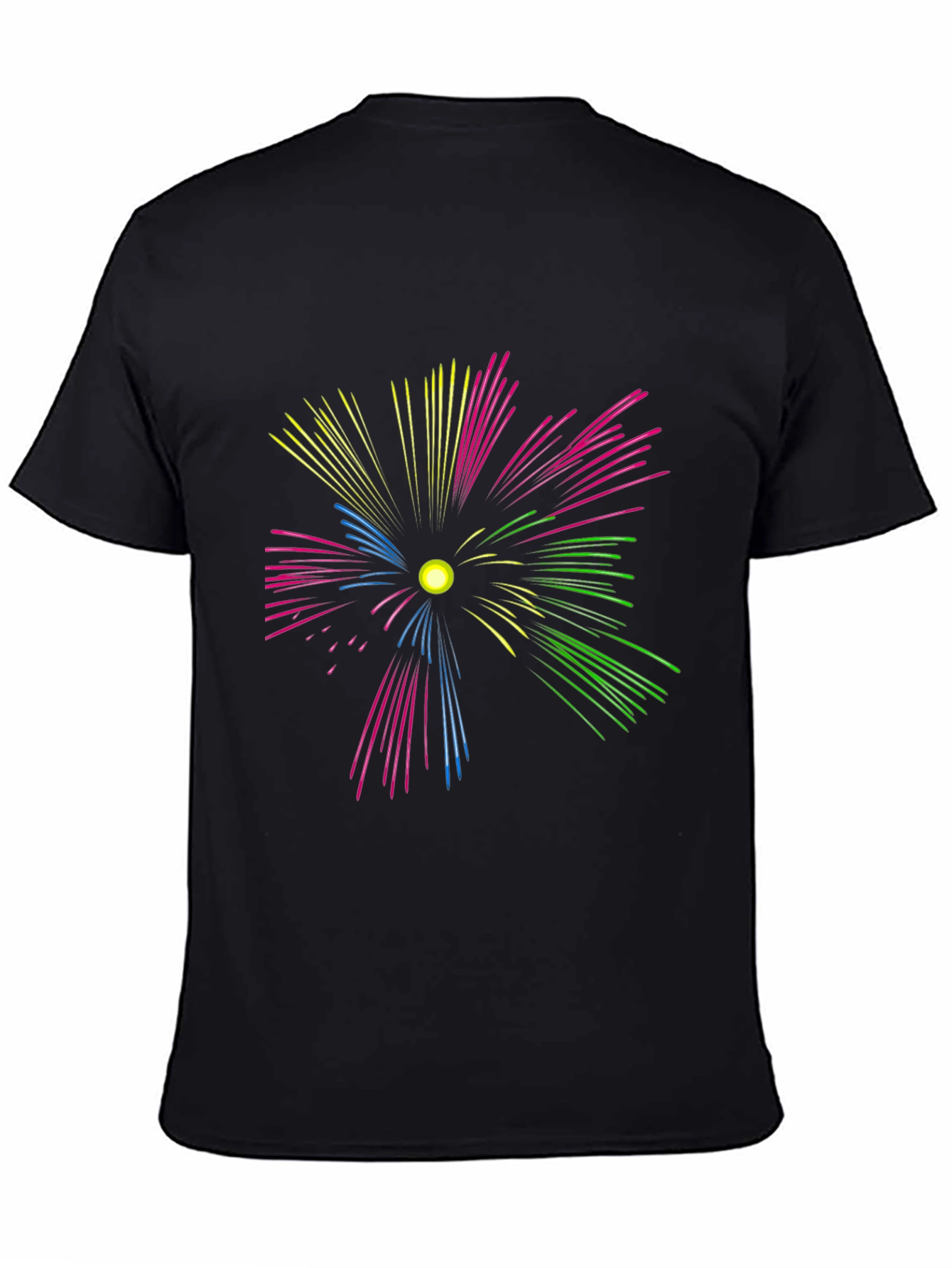 Black Colorful Fireworks Graphic Tee - Black view 4