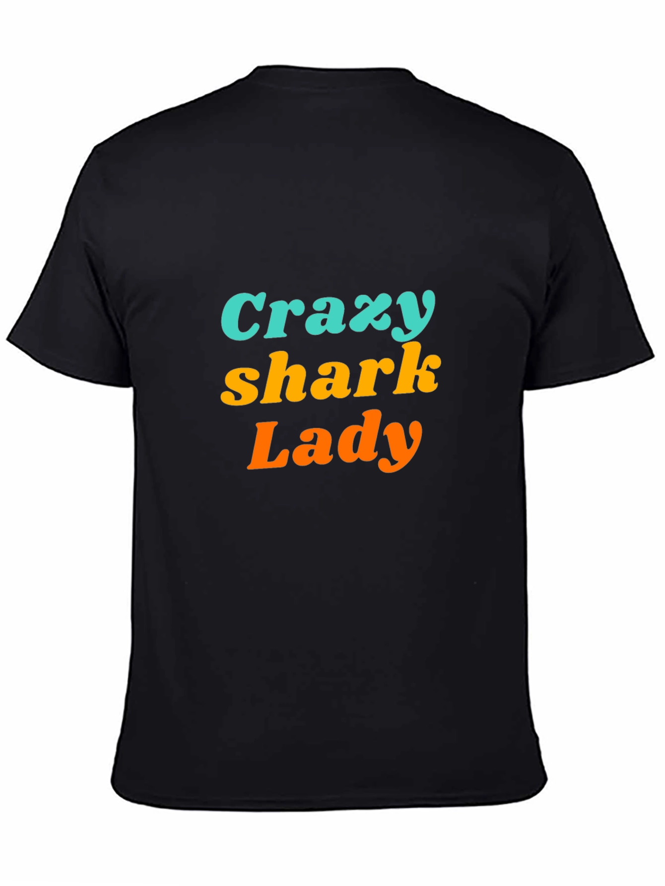 Crazy Shark Lady Black Graphic Tee - 4