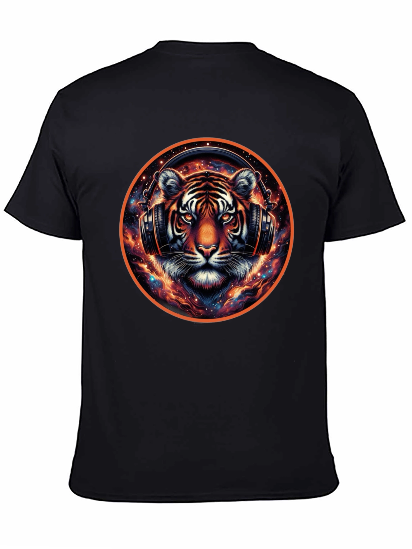 Black Tiger DJ Black T-Shirt - Cool Animal Graphic Tee view 4