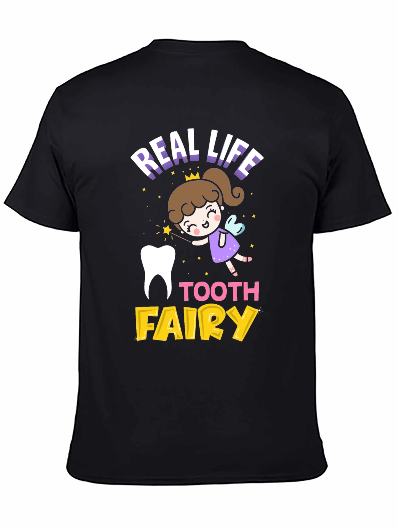 Black Real Life Tooth Fairy Graphic Tee view 4