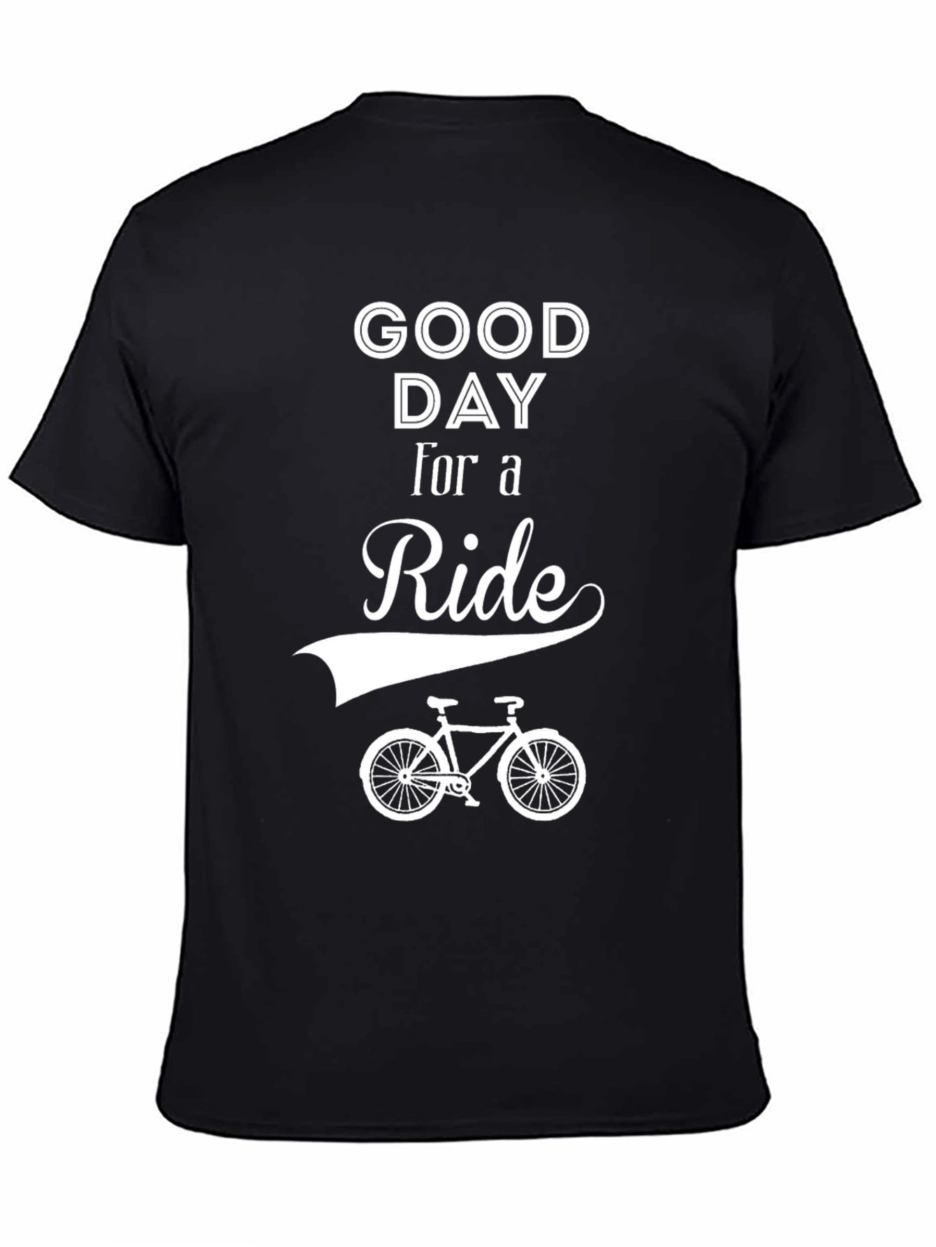Black Good Day For A Ride T-Shirt - Black Cotton Bicycle Tee view 4