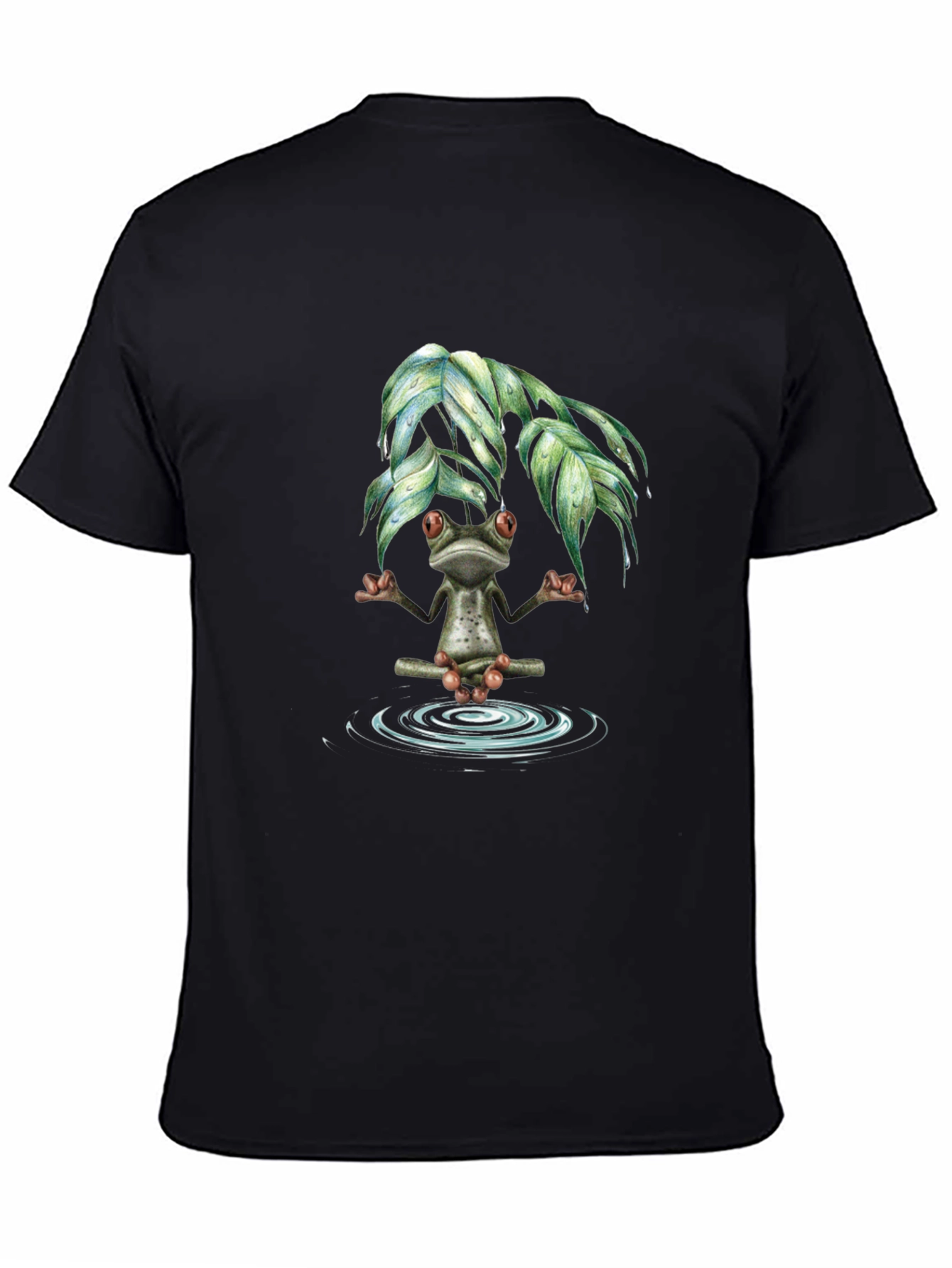 Black Zen Frog Meditation T-Shirt - Relax & Unwind view 4