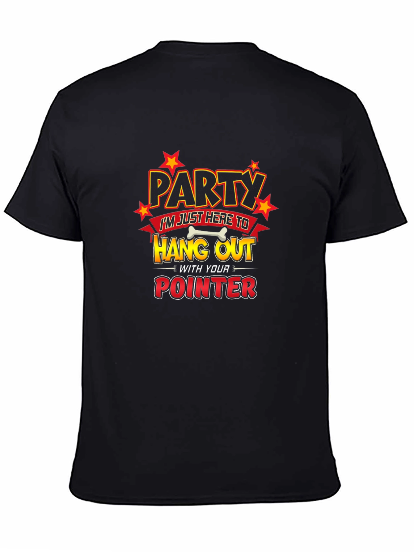 Black Party Pointer Dog Humor Graphic T-Shirt view 4