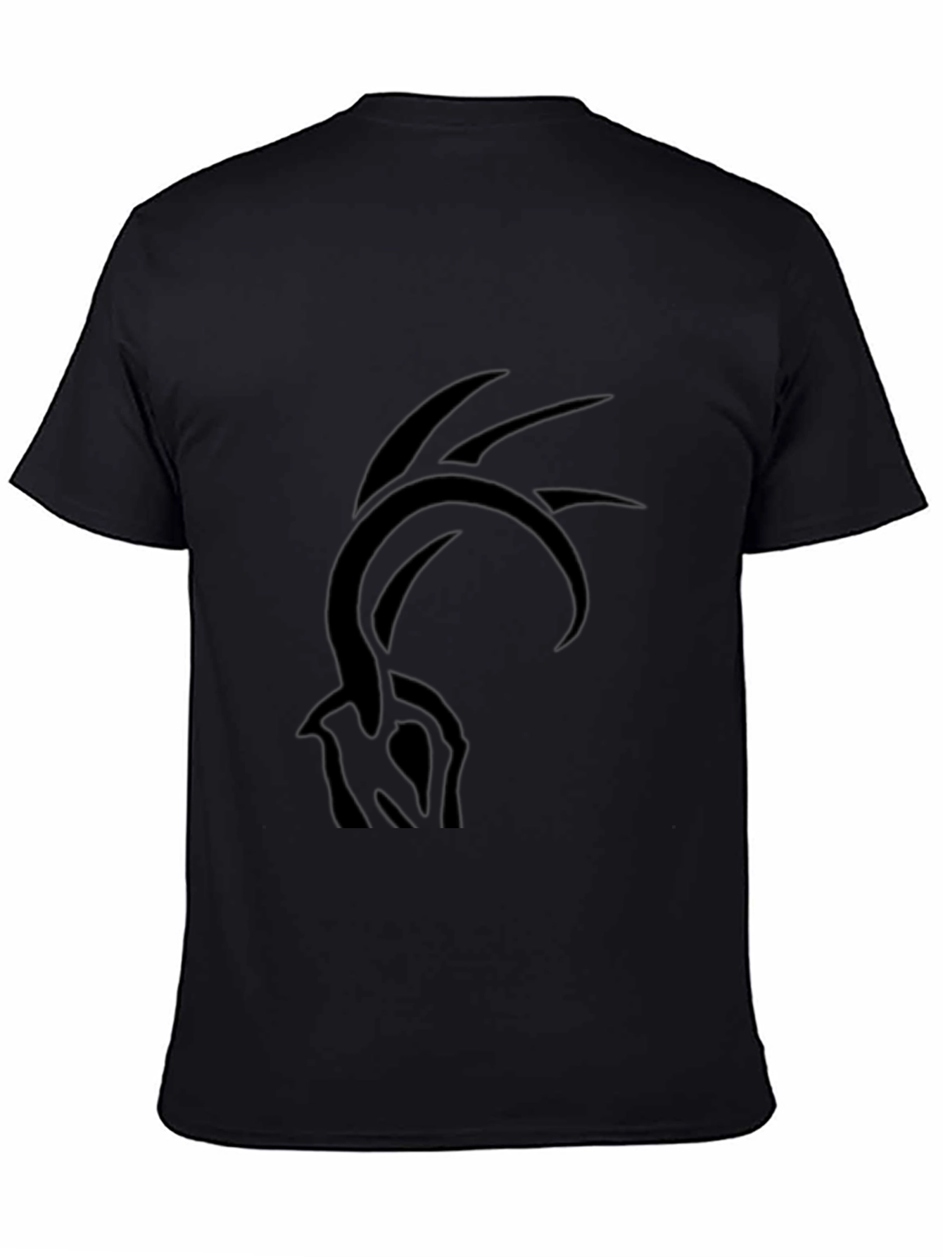 Black Black T-Shirt with Abstract Graphic Print view 4