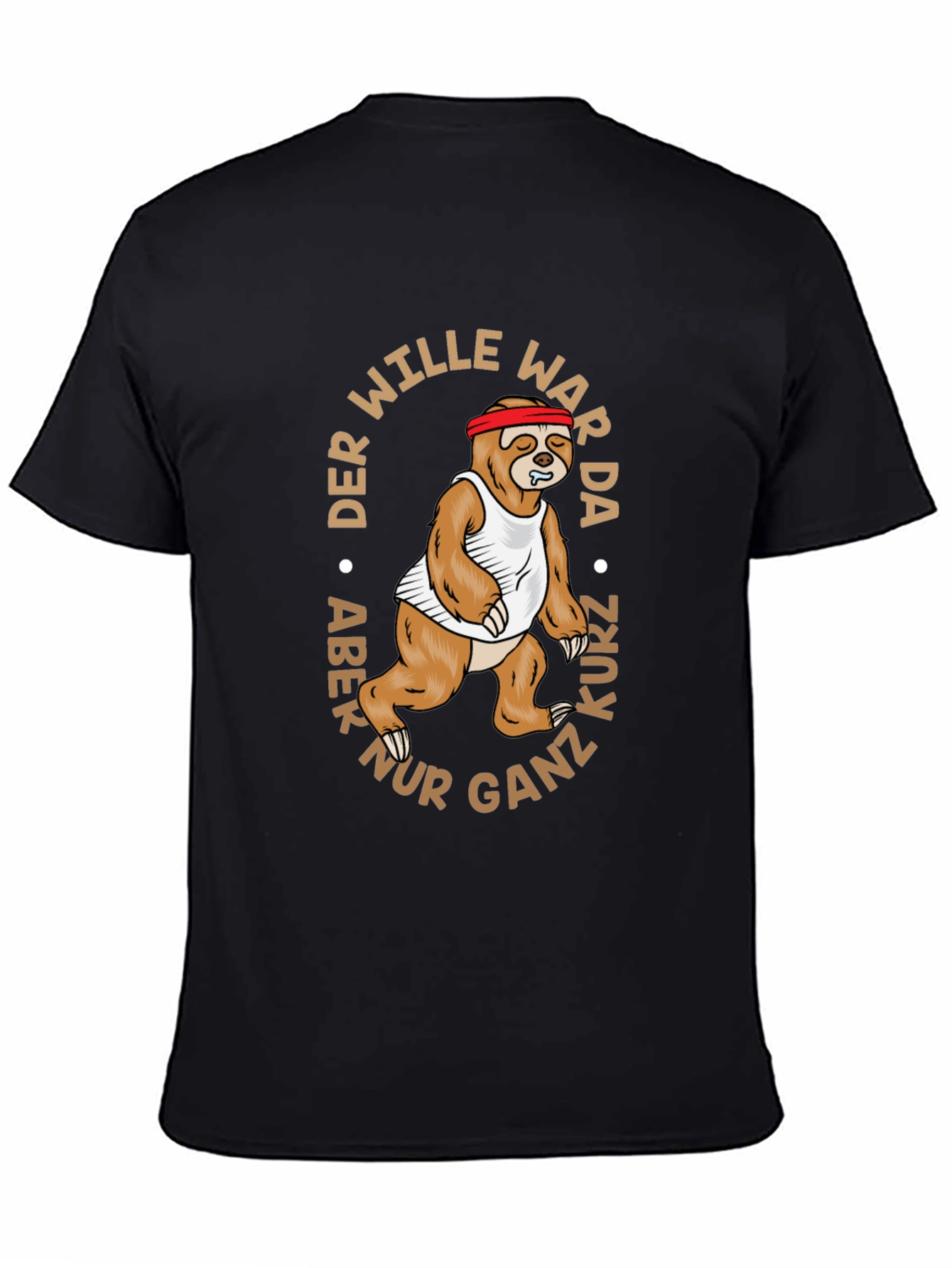 Black Funny Sloth Running Graphic Tee - "The Will Was There" view 4