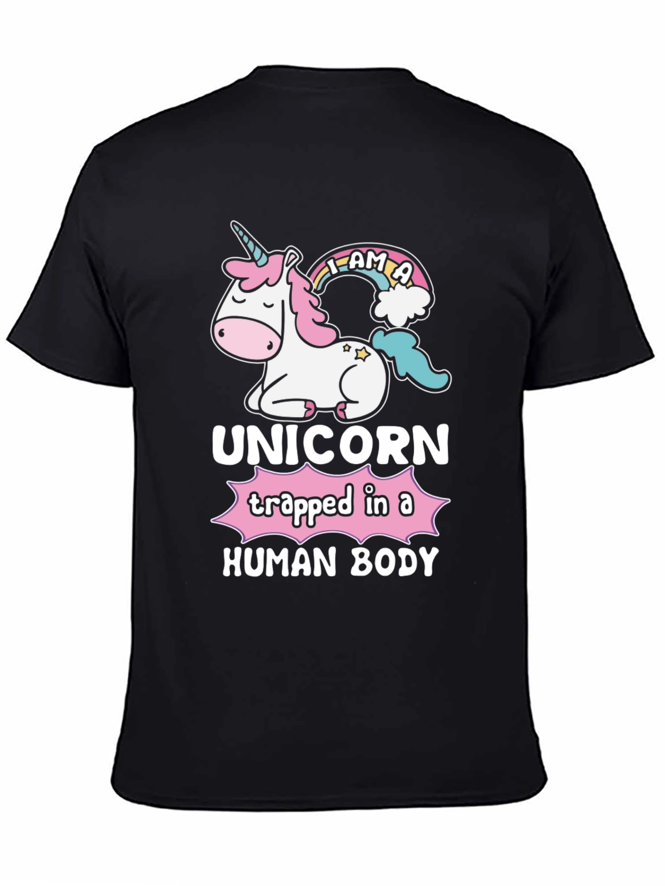 Black Unicorn Trapped in a Human Body T-Shirt view 4