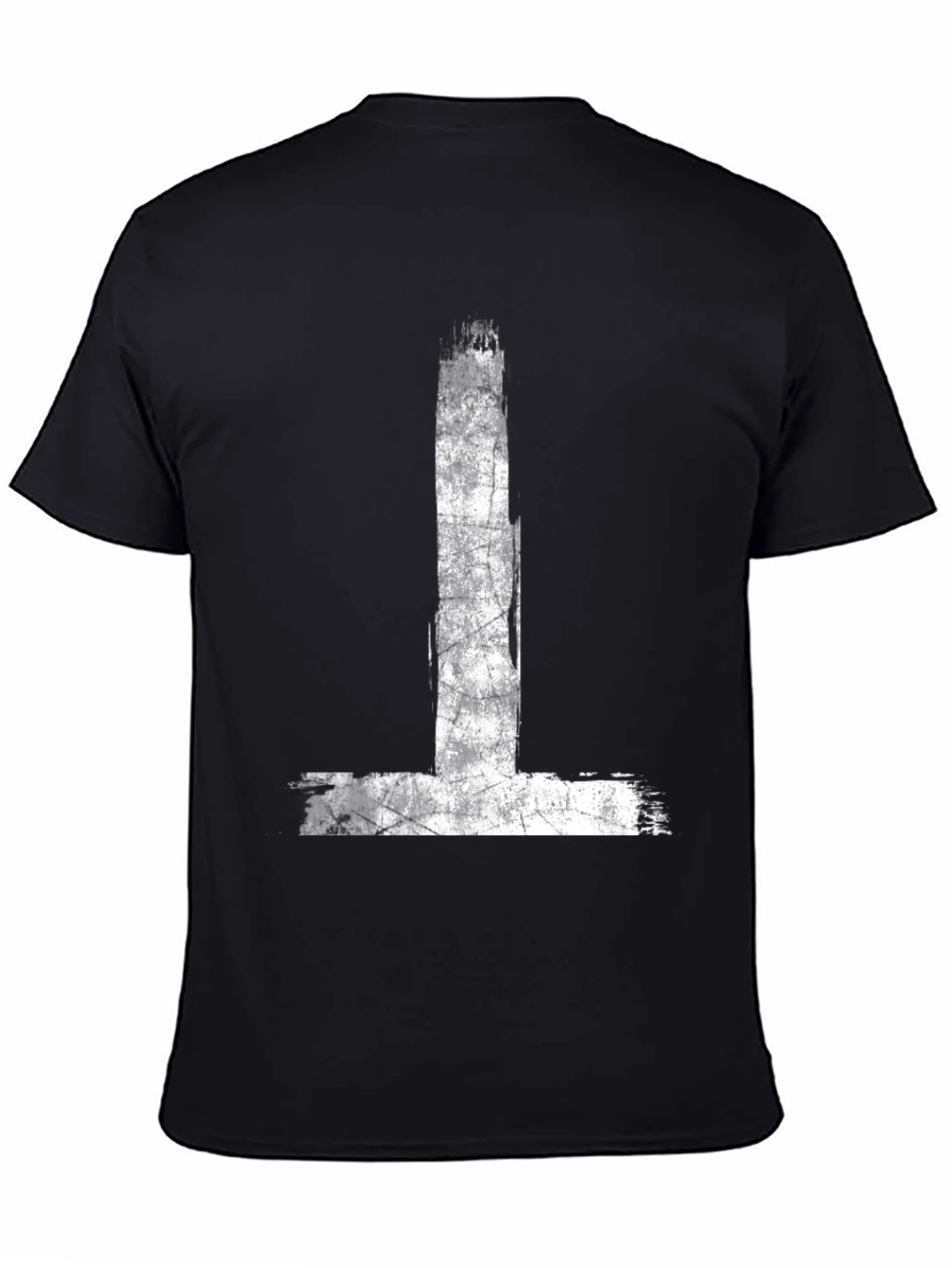 Black Grunge T-Shirt White Cross Style Black Cotton Tee view 4