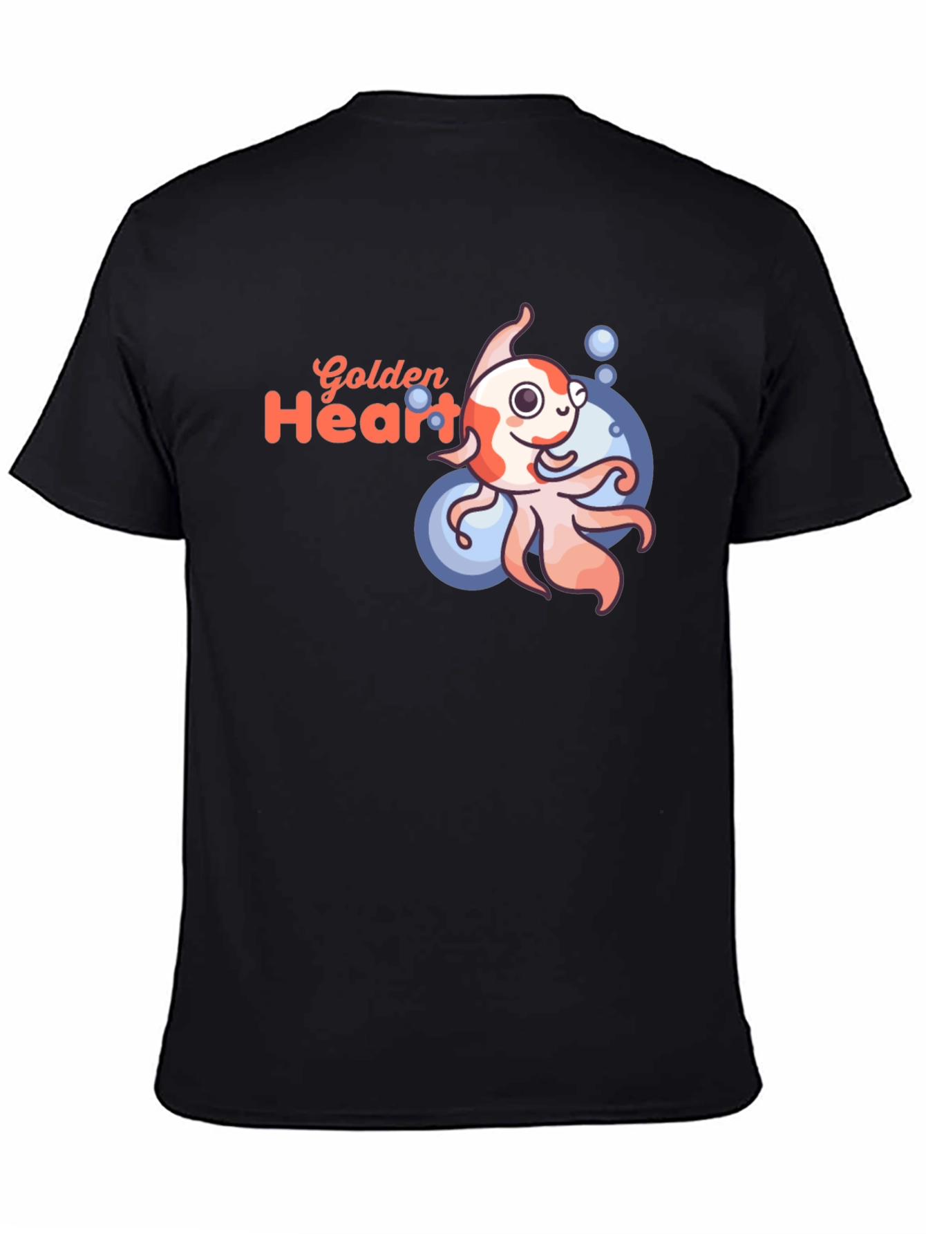 Black Golden Heart Goldfish Graphic Tee - Black view 4