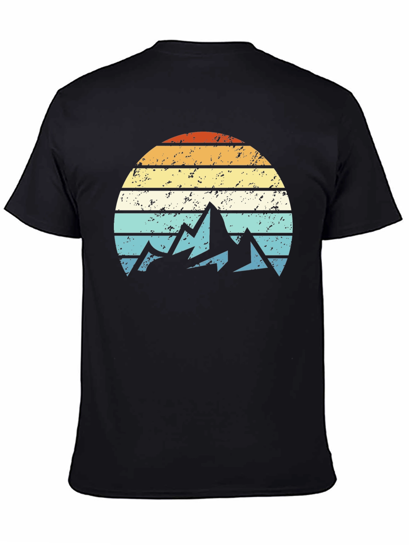 Black Retro Mountain Sunset Graphic T-Shirt view 4
