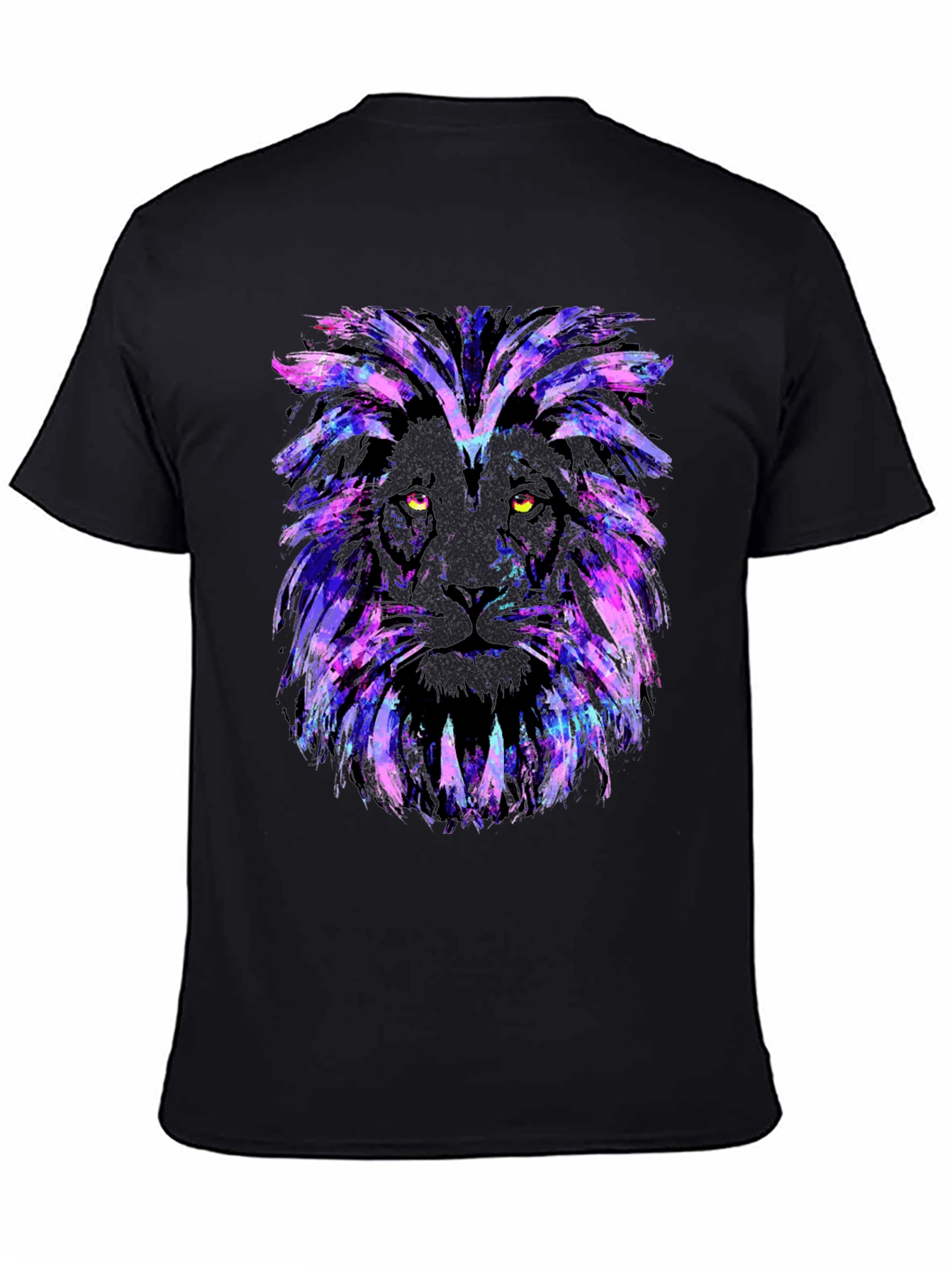 Black Galaxy Lion Graphic Tee - Stylish Men's Black T-Shirt view 4