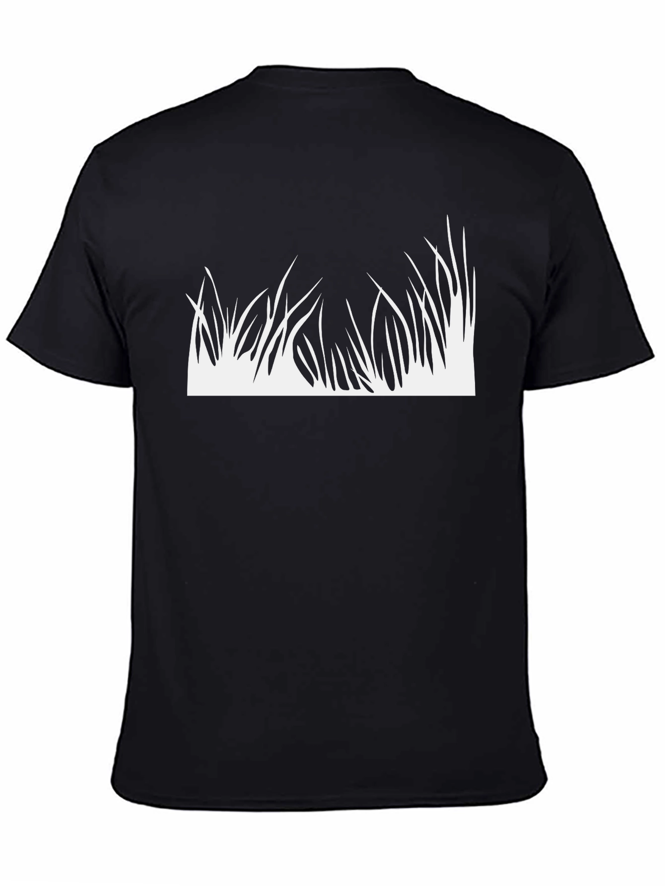 Black Black T-Shirt with White Grass Design view 4