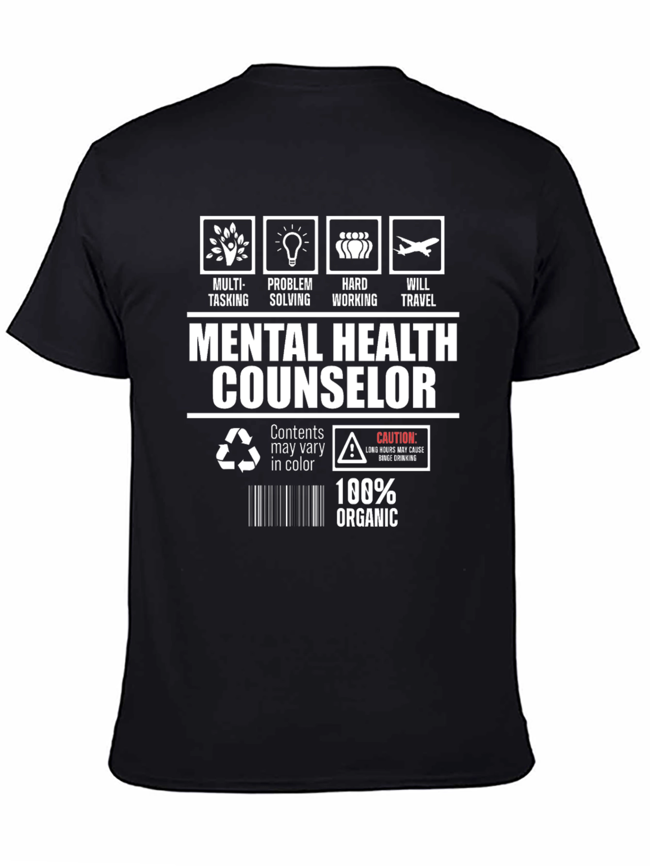 Black Mental Health Counselor 100% Organic T-Shirt view 4