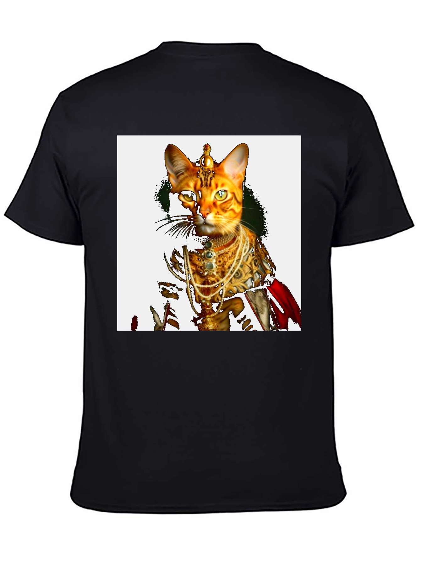 Black Royal Cat T-Shirt - Unique Graphic Tee view 4